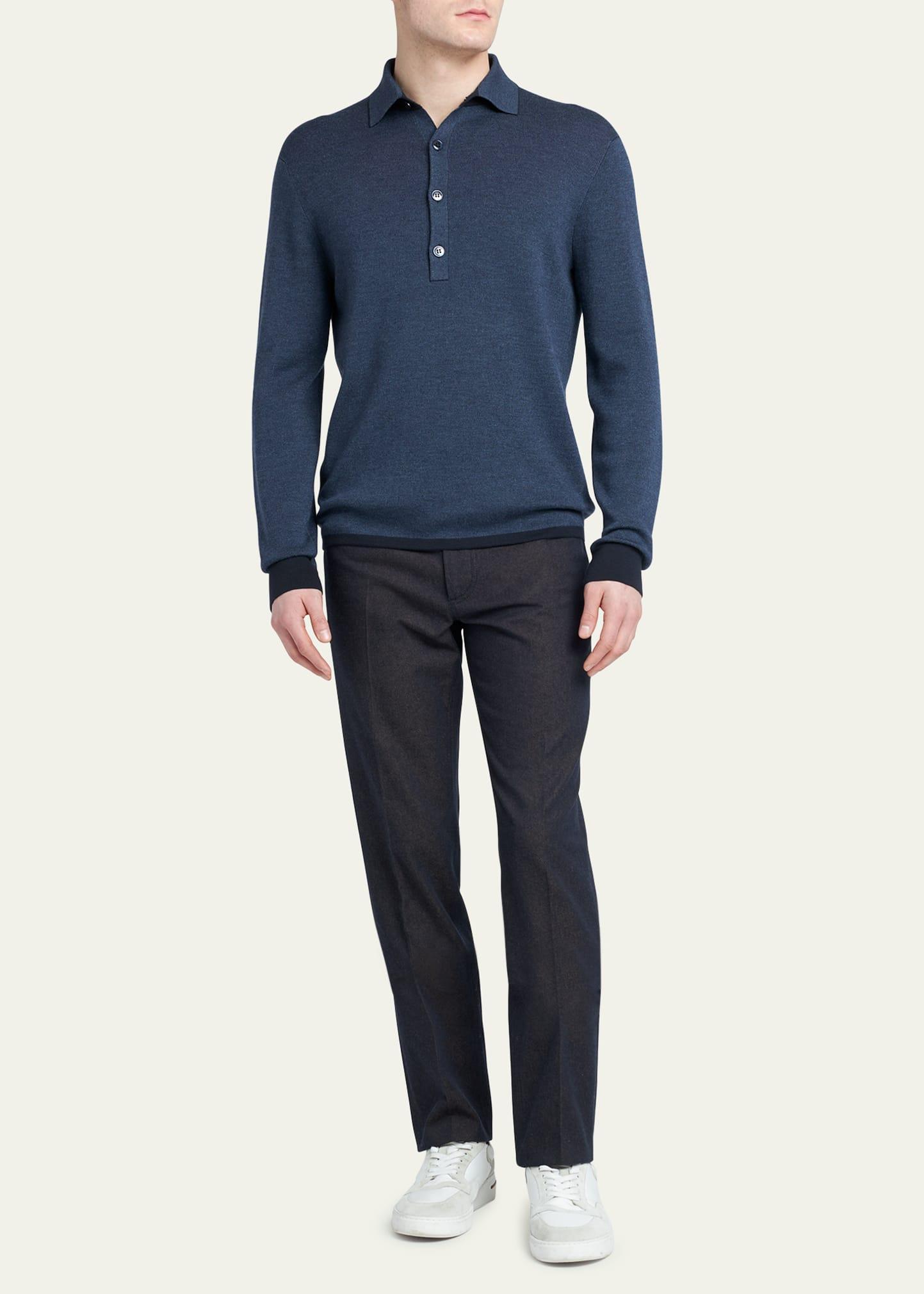 Loro Piana Cashmere-silk Polo Shirt in Blue for Men | Lyst