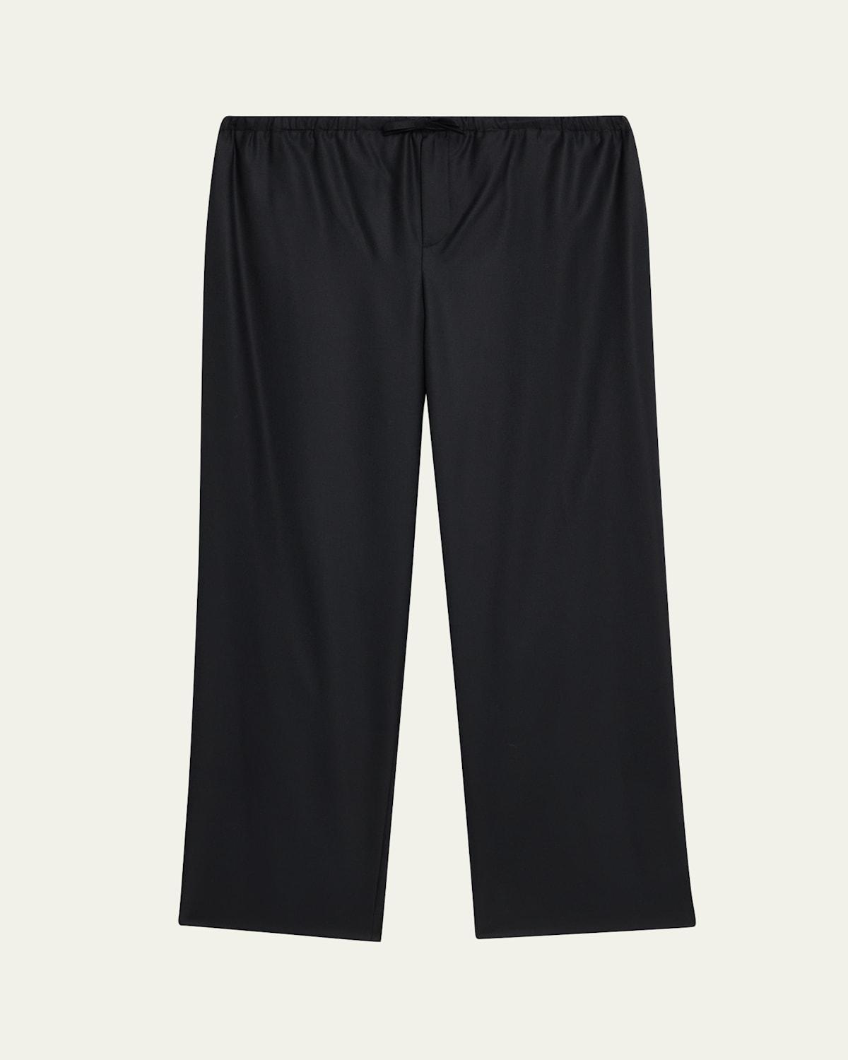 パンツ The Row Xon wool flannel pants The Row Xon Wool Flannel Relaxed-Fit Drawstring Pants in Blue for