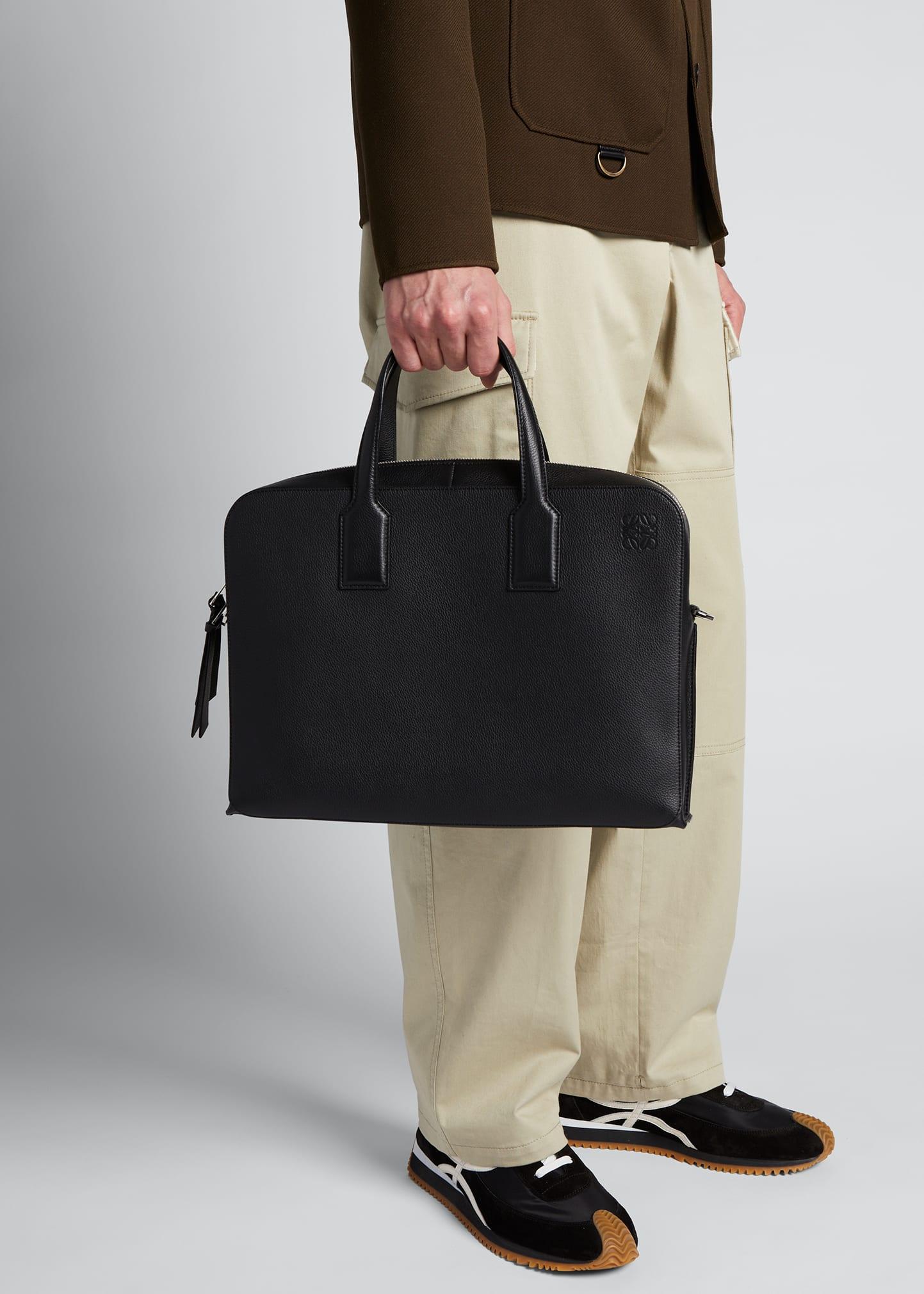 Loewe Goya Thin Leather Briefcase Bag in Black for Men