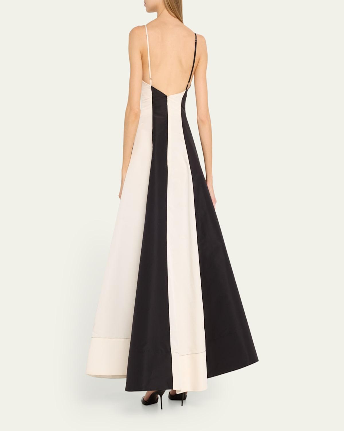 Christopher John Rogers Stripe Colorblock V-Neck Evening Gown in White |  Lyst