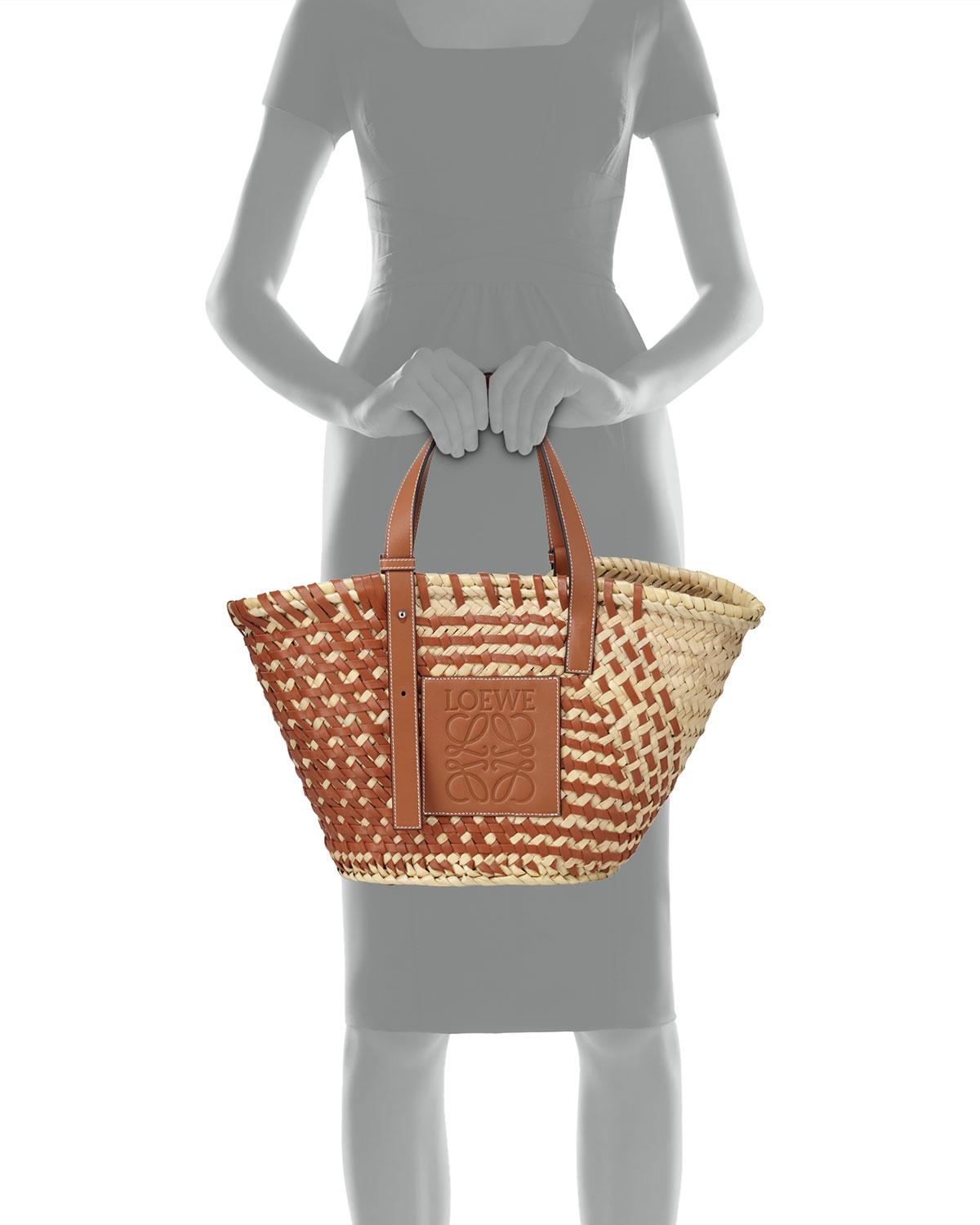 Loewe Large Woven Leather & Palm Tote Bag Lyst