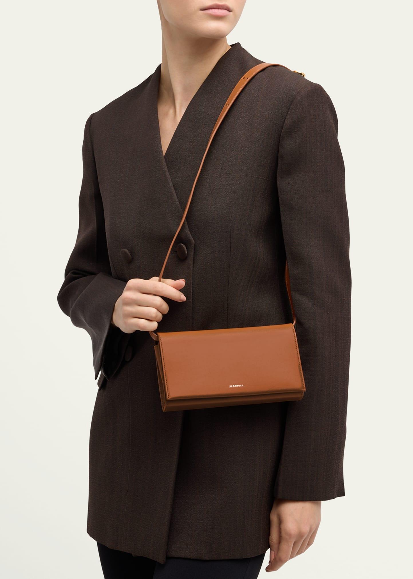 Womens Jil Sander brown Leather Journal Shoulder Bag