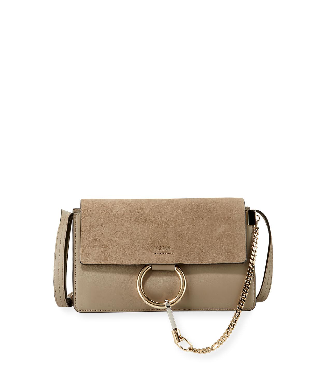 chloé mini faye leather & suede shoulder bag