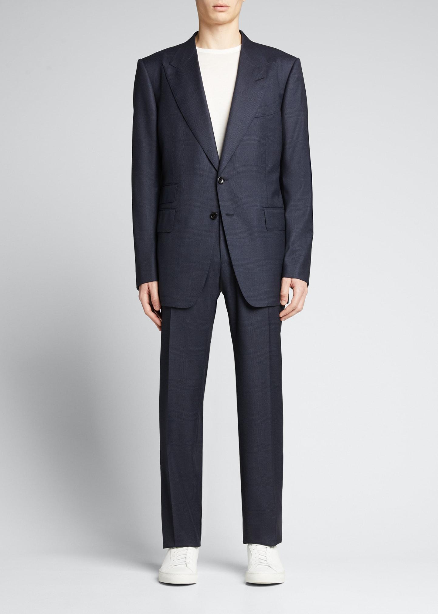 Tom Ford Prince Of Wales Wool Suit in Blue for Men | Lyst
