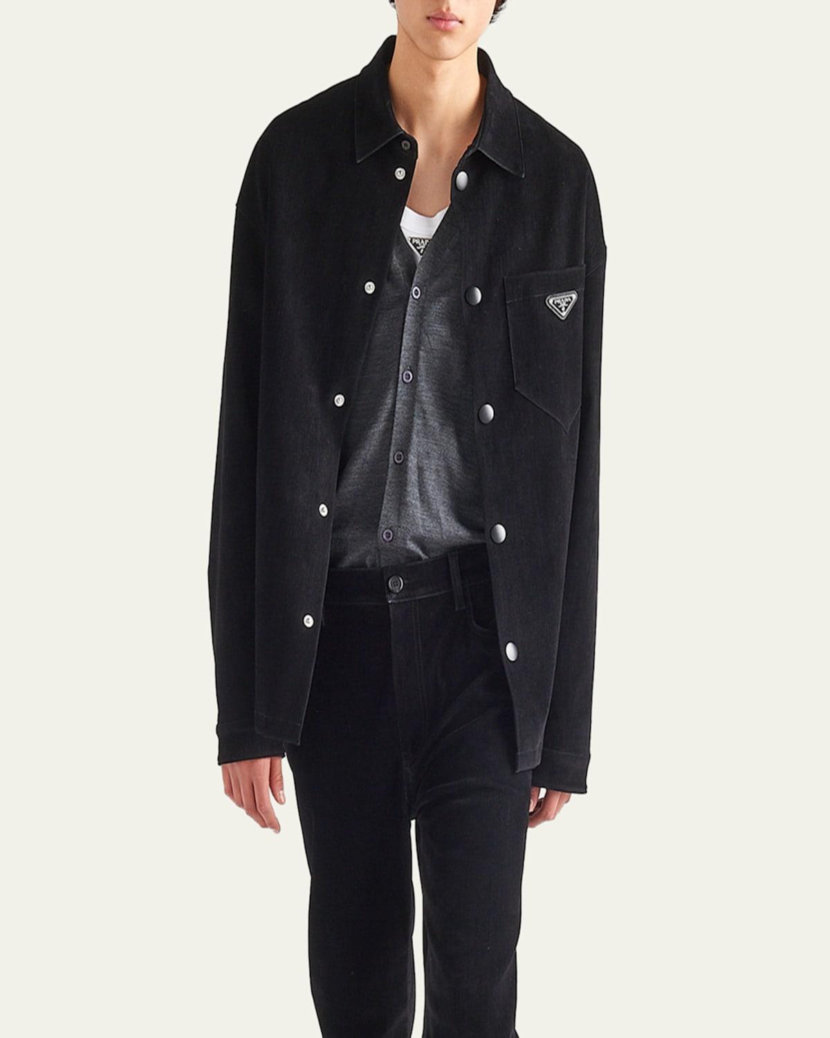 PRADA＊Velvet denim shirt ベルベット デニムシャツ＊送料込 Prada Velvet Denim Snap-Front Shirt in Black for Men | Lyst