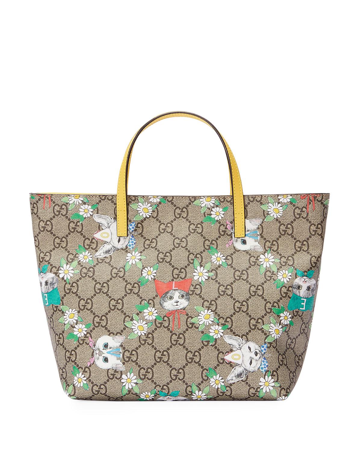Gucci Leather Girls&#39; Gg Supreme Pets Tote Bag in Beige (Natural) - Lyst