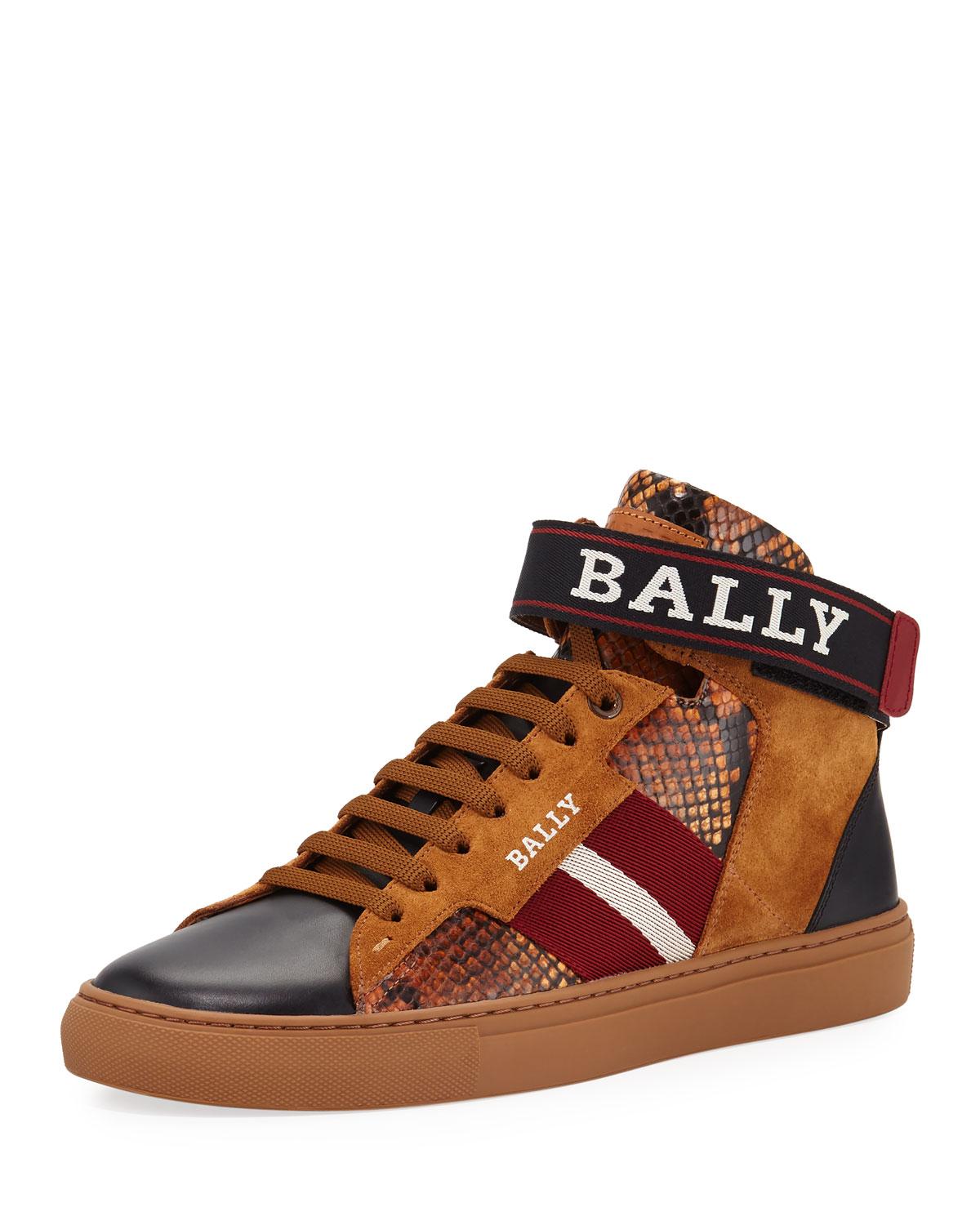 Bally Leather Men's Heros Snake-trim High-top Sneakers With Ankle Grip ...