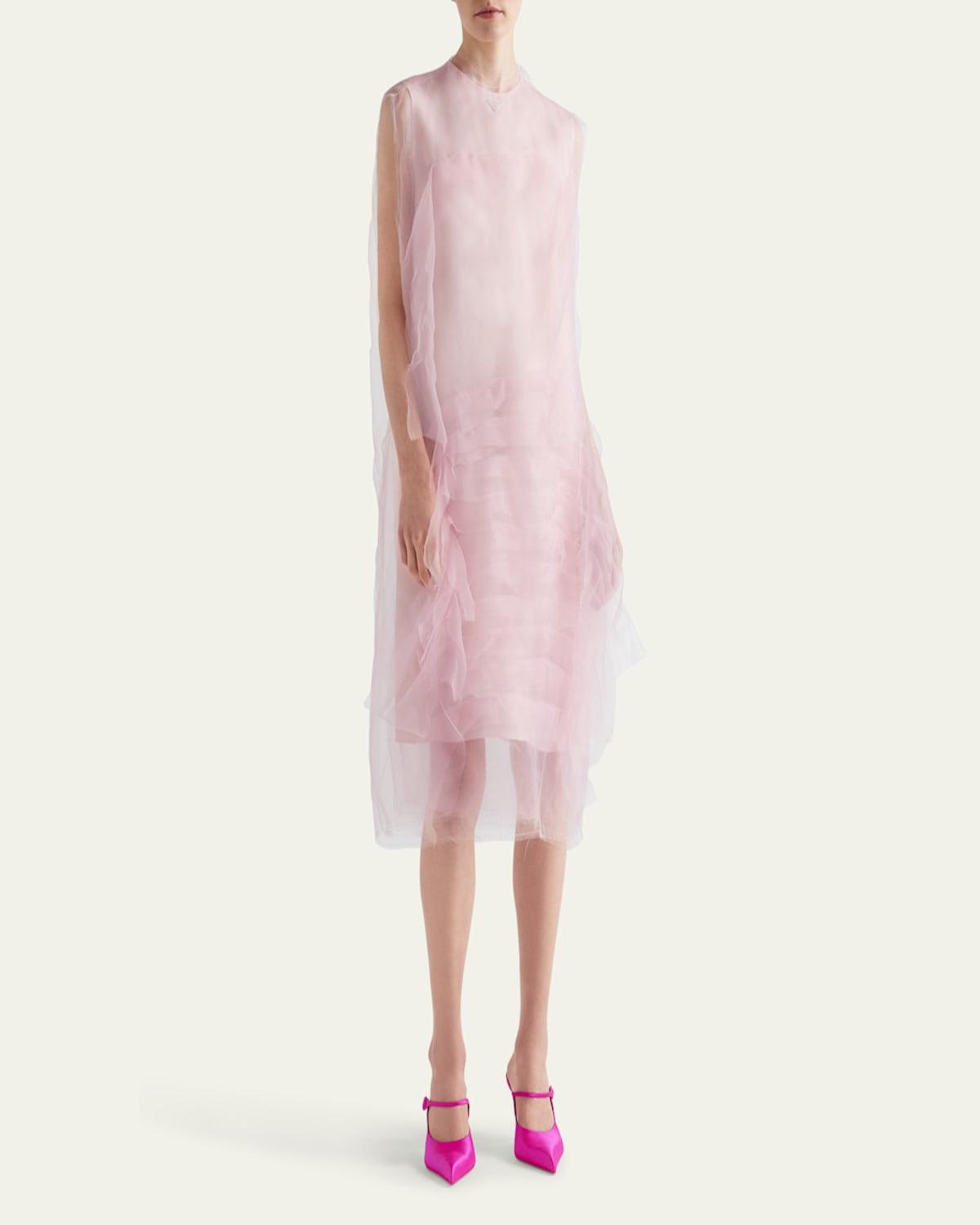 prada organza dress Prada Embroidered Organza Dress - Black