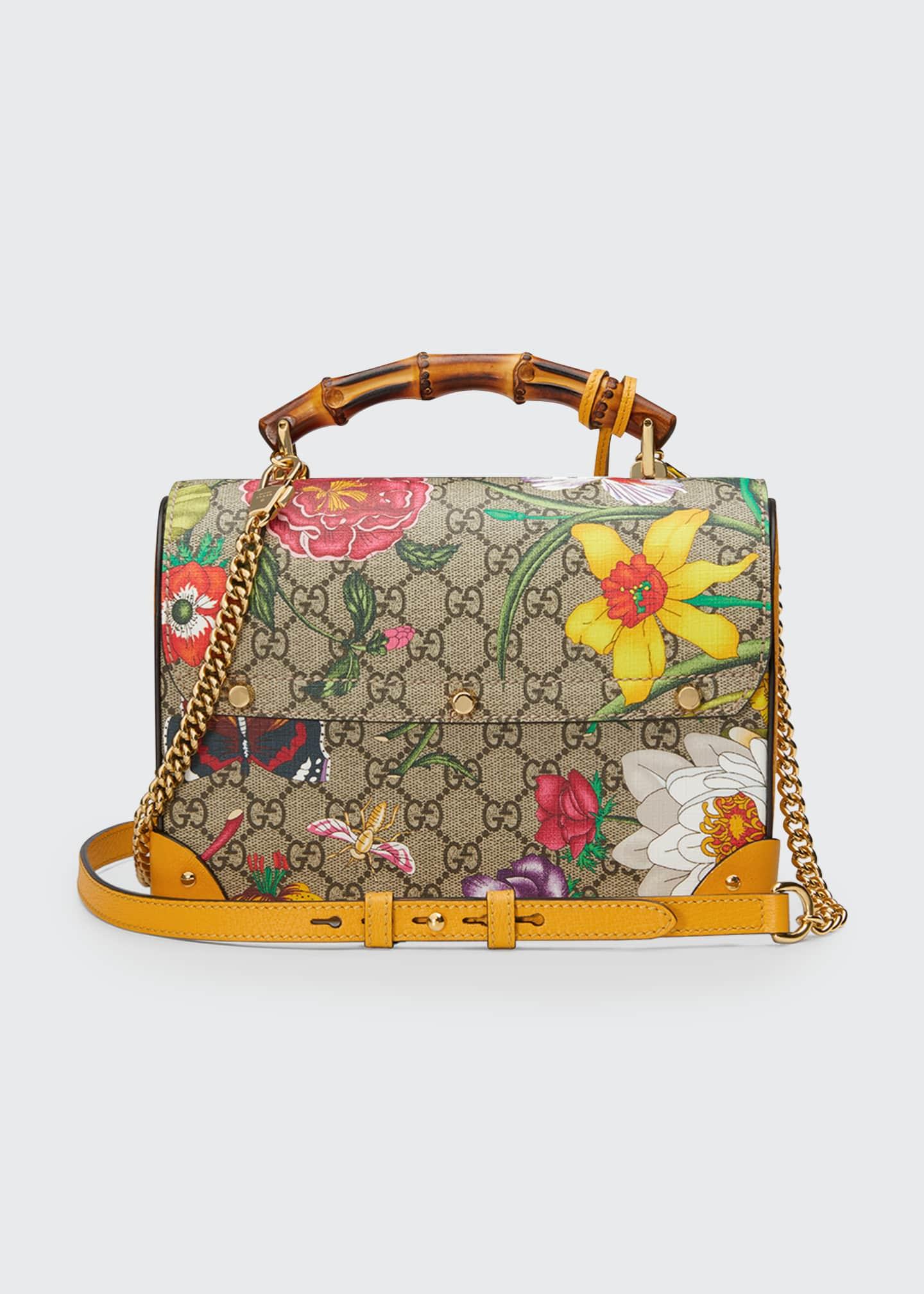 GUCCI Limited Edition Flora Print Canvas Hand Bag Bamboo Handle - MUSEUM  PIECE