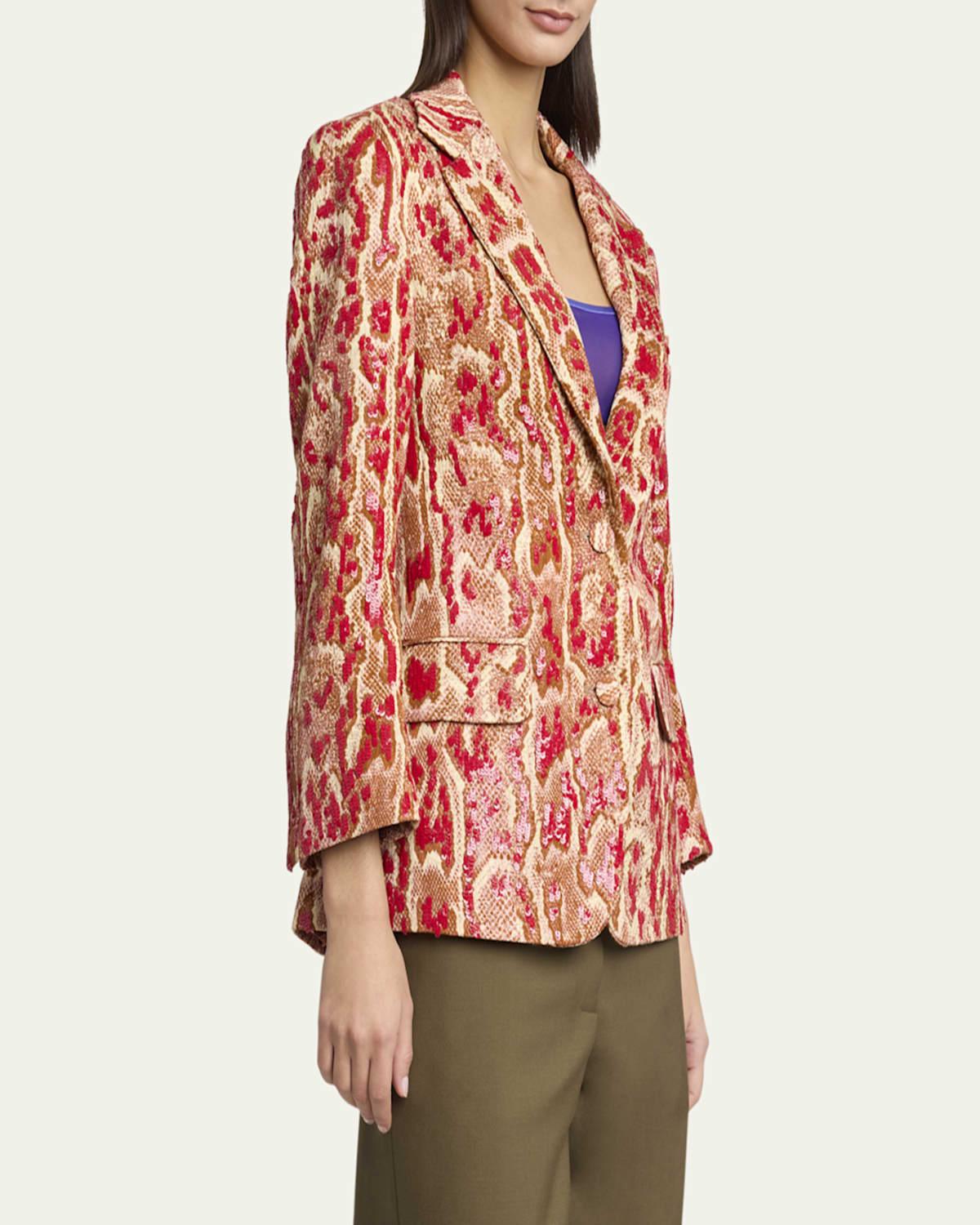 Dries Van Noten Floral Sequin Silk Blend Bomber Jacket