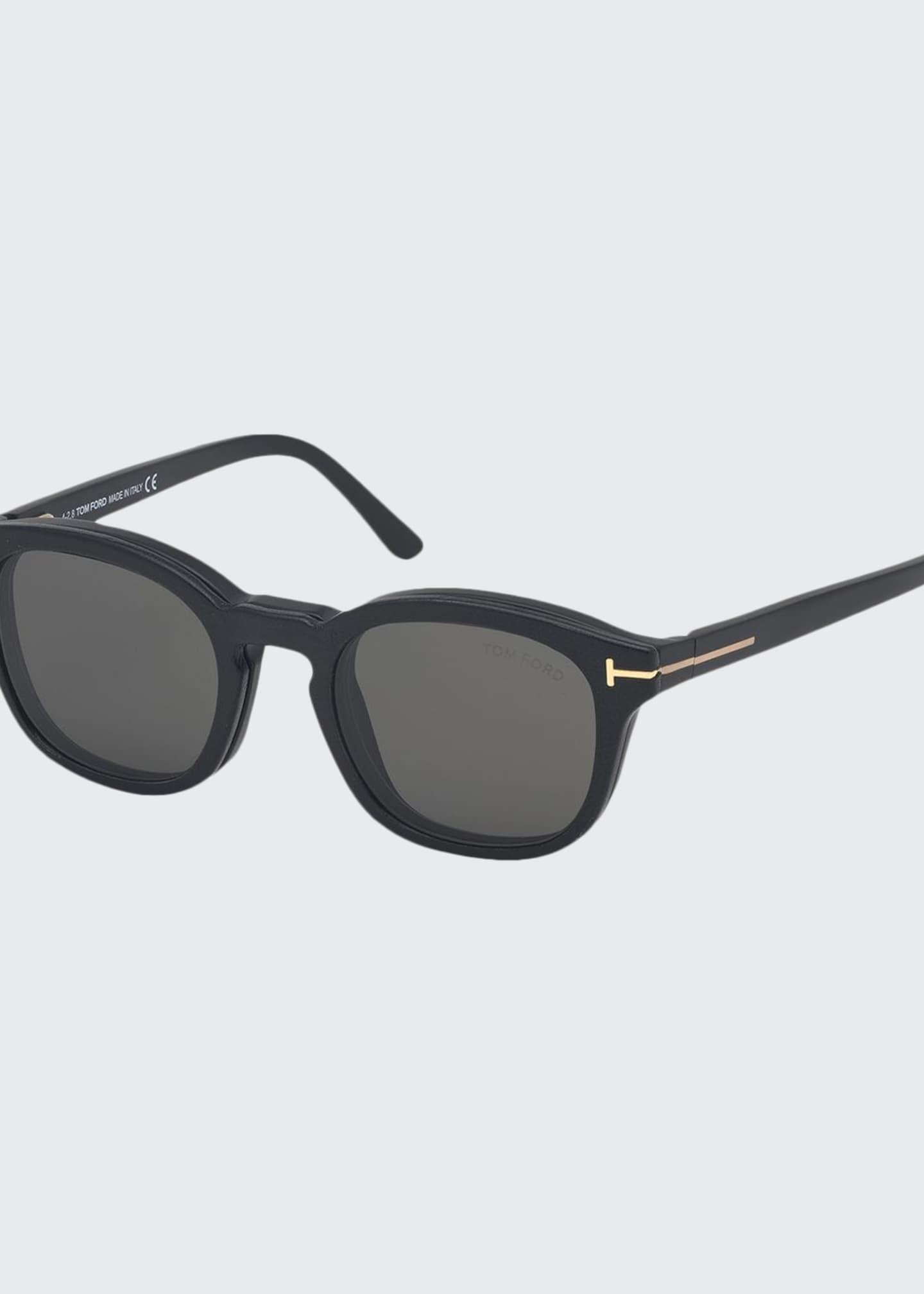Tom Ford Men's Square Optical Glasses W/ Clipon Sun Lenses in