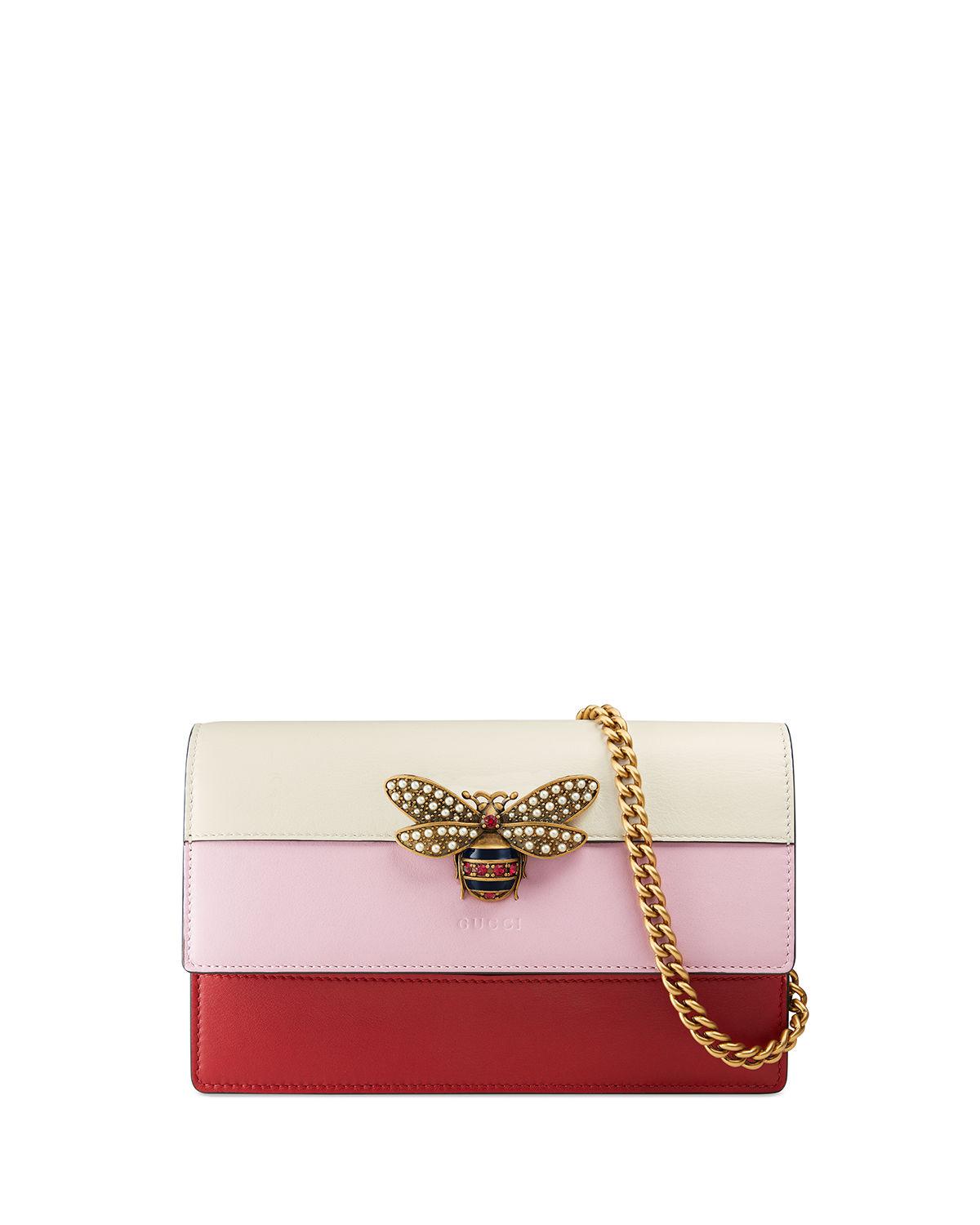 Lyst - Gucci Fly Ladies Colorblock Wallet On A Chain in Pink