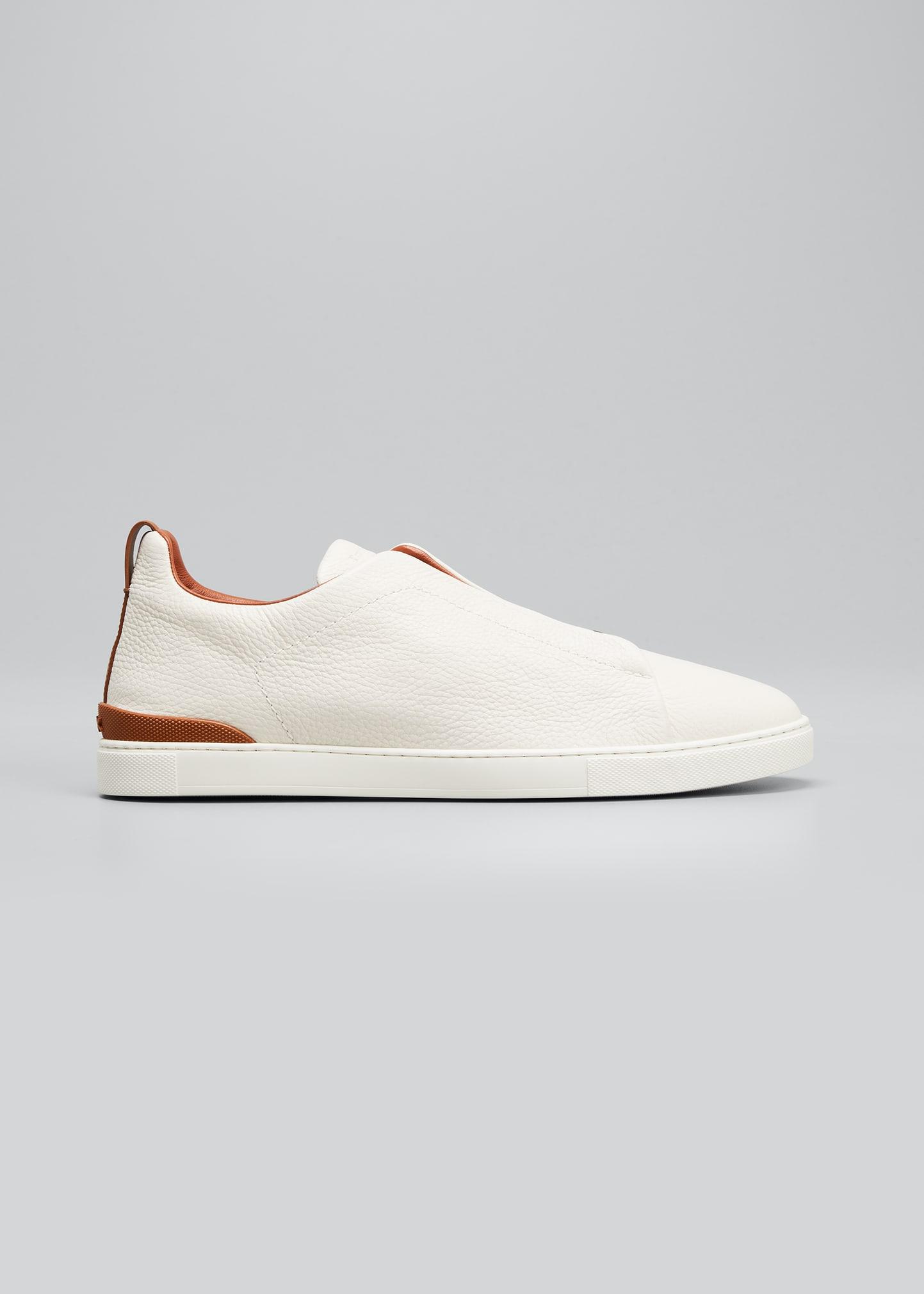 off white deerskin triple stitch sneakers
