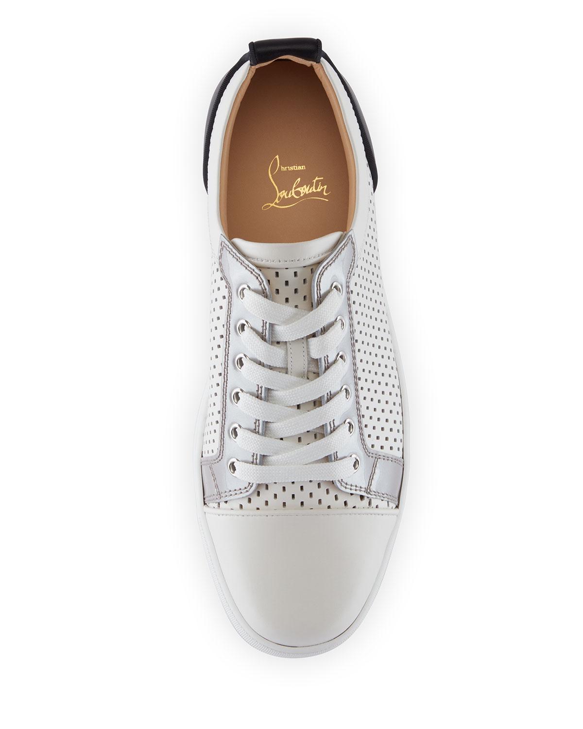 Christian Louboutin Leather Men&#39;s Louis Junior Spike Low-top Sneakers in White for Men - Lyst