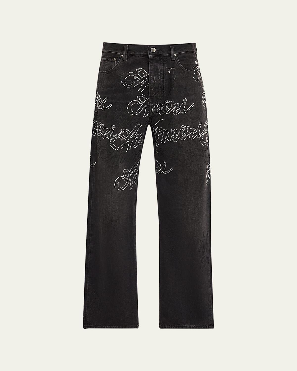 Jean Skinny AMIRI Crystal Track Noir - Rayures Cristaux - Taille Régulière Homme - Neuf étiqueté