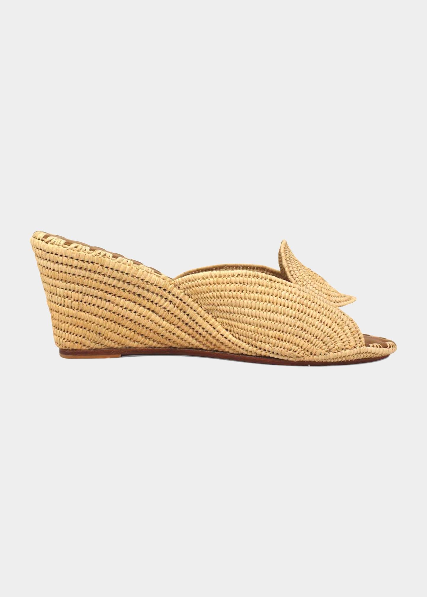 Carrie Forbes Etre Raffia Wedge Sandals in White | Lyst