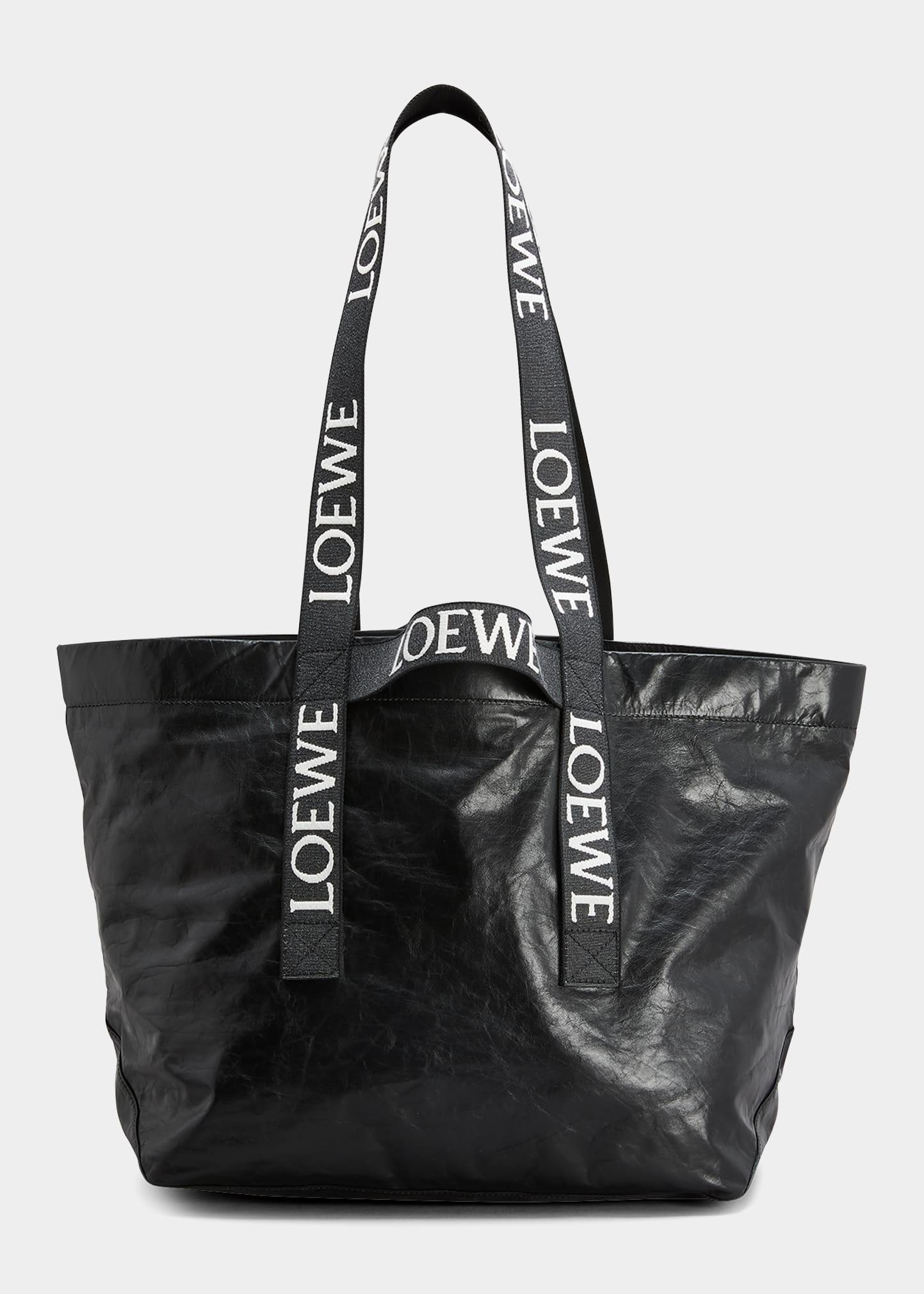 Loewe Leather Fold Shopper Bag in Black for Men | Lyst