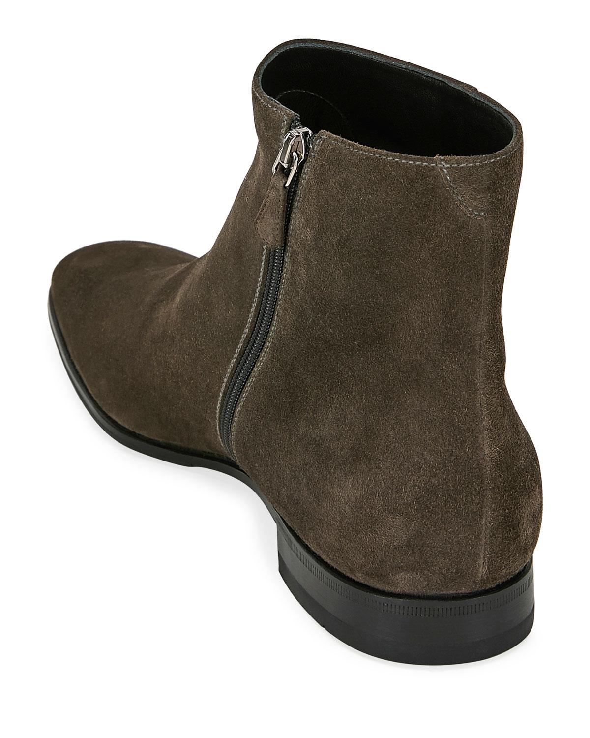 Prada Men's Suede Side-zip Ankle Boot in Gray - Lyst
