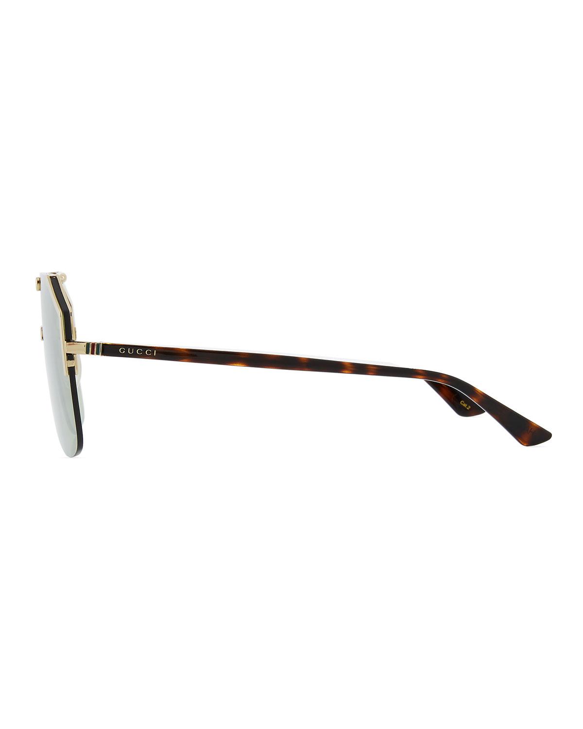 gucci geometric metal shield sunglasses