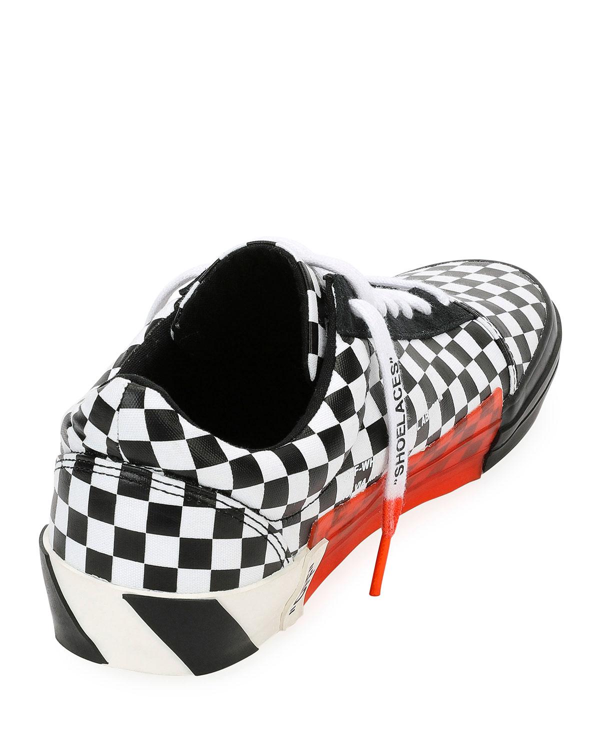 off white checkered low top sneakers