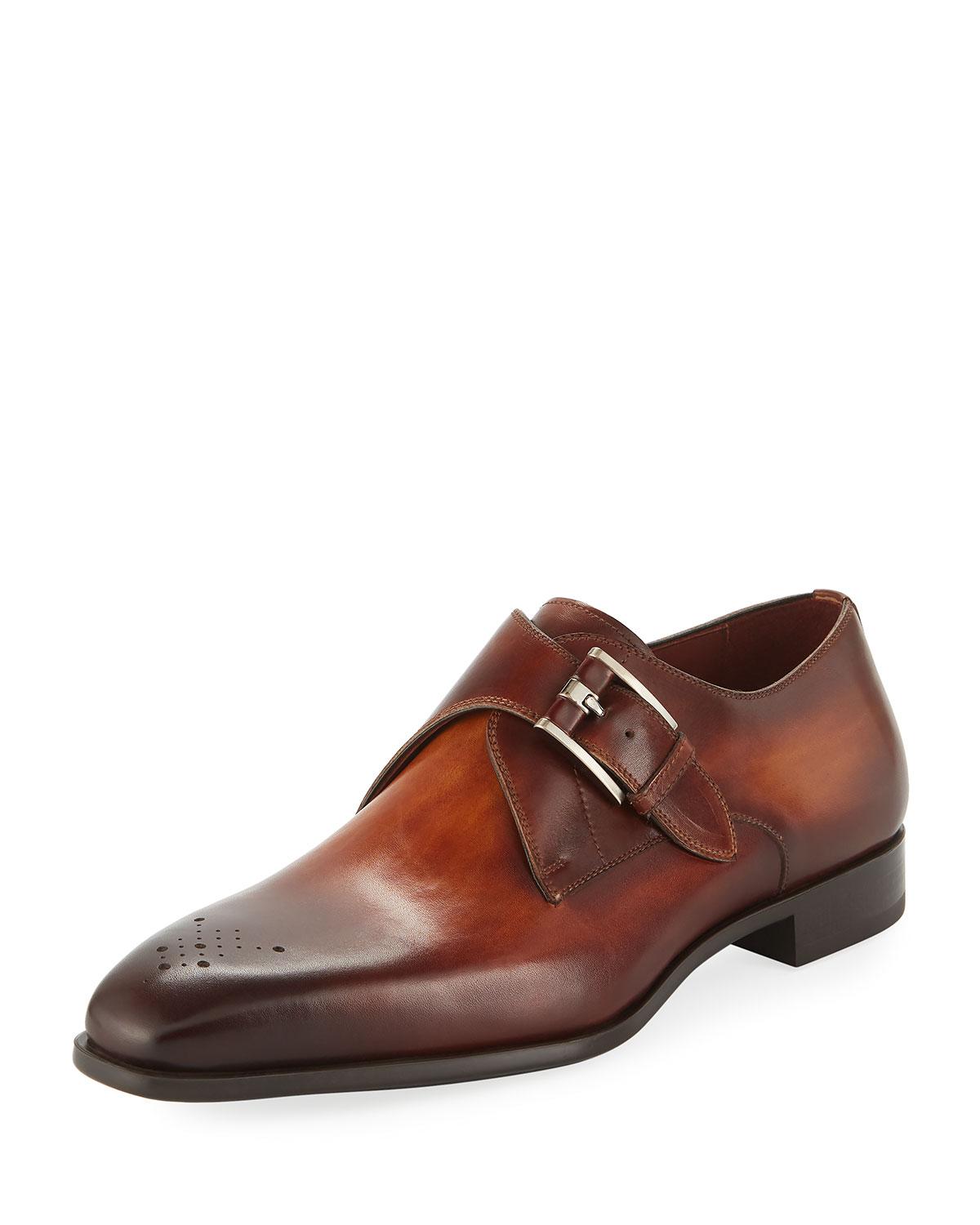 Neiman Marcus Men's Single-monk Leather Shoes in Brown for Men - Lyst