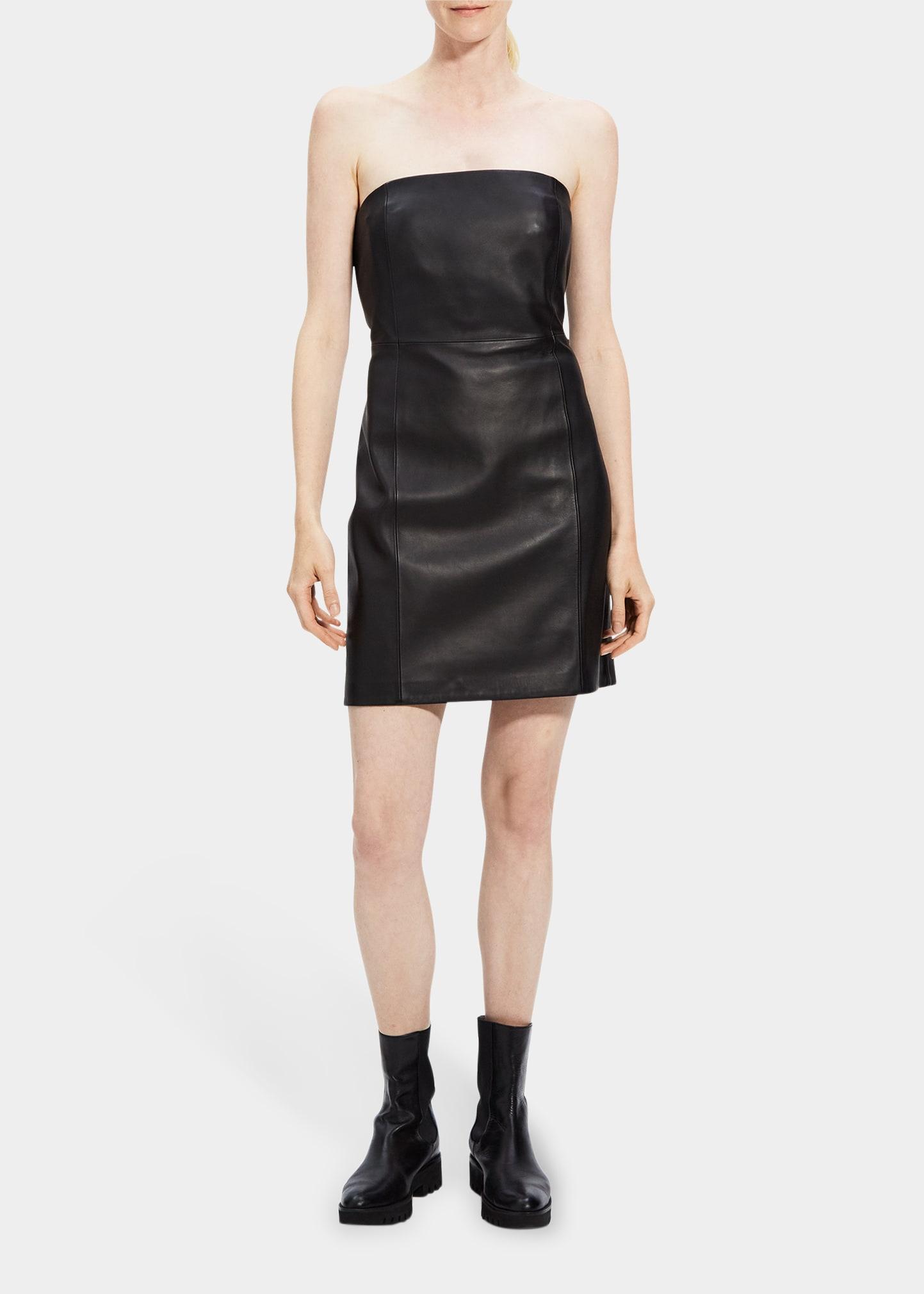 Theory Strapless Leather Mini Dress in Black Lyst