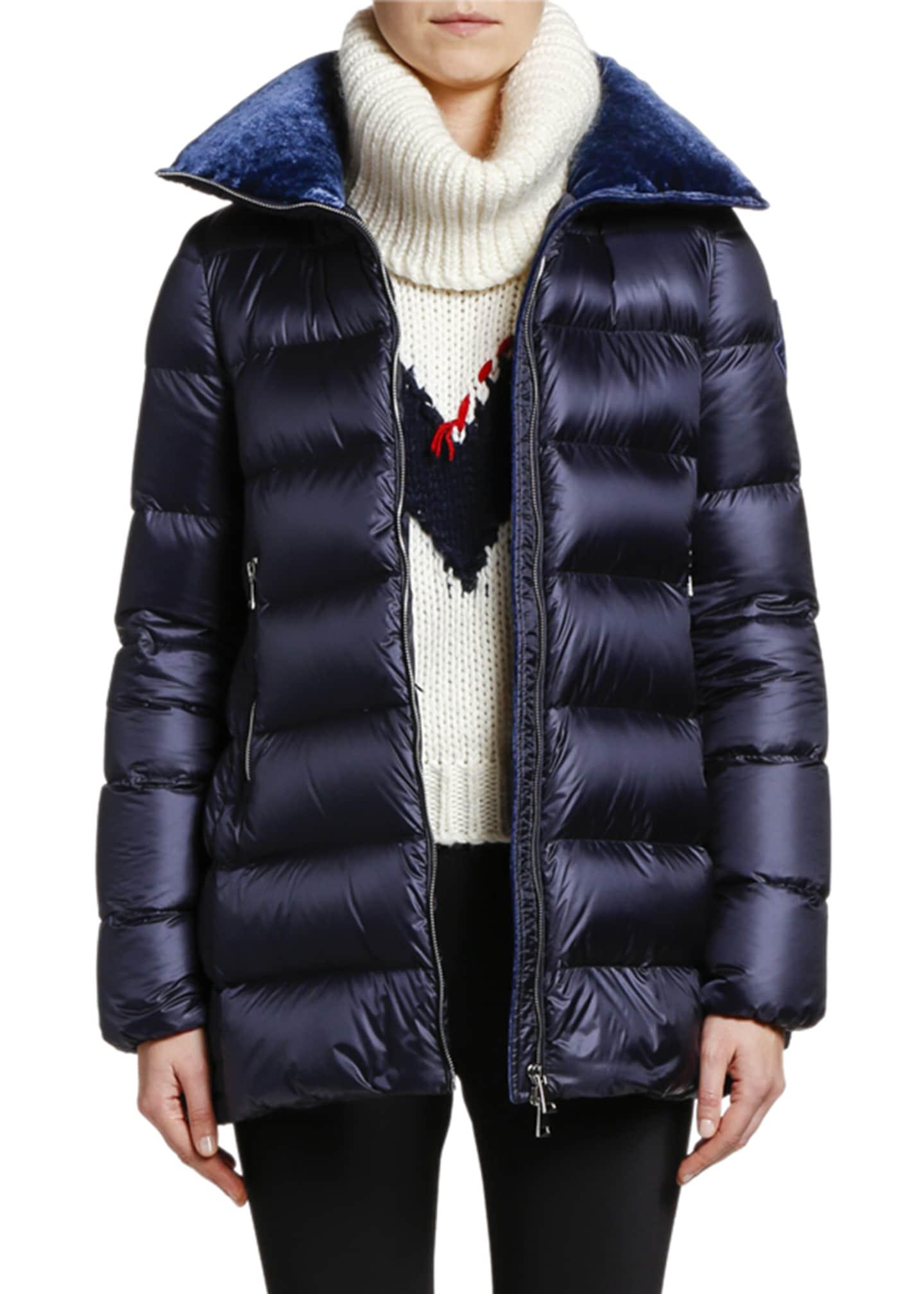 Moncler Torcon Soft Logo Puffer Coat in Blue | Lyst