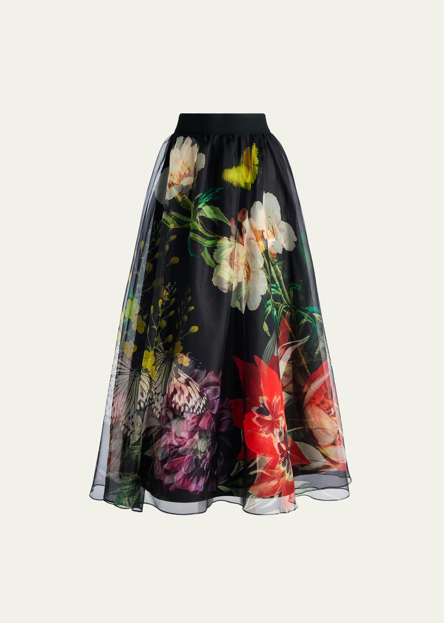 Alice + Olivia Nilda Voluminous Organza Maxi Skirt in White