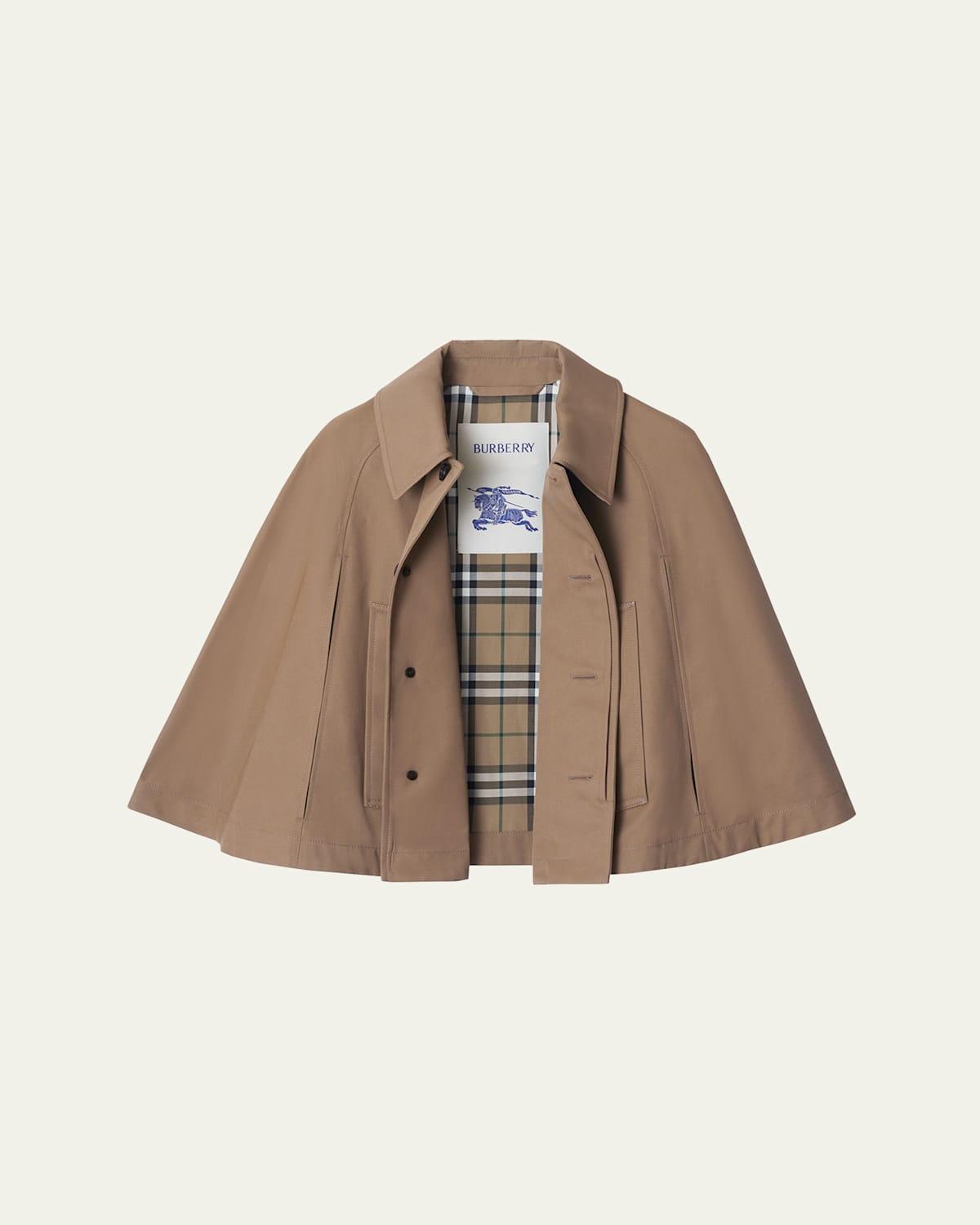 Burberry Cropped Cotton Twill Cape in Brown | Lyst