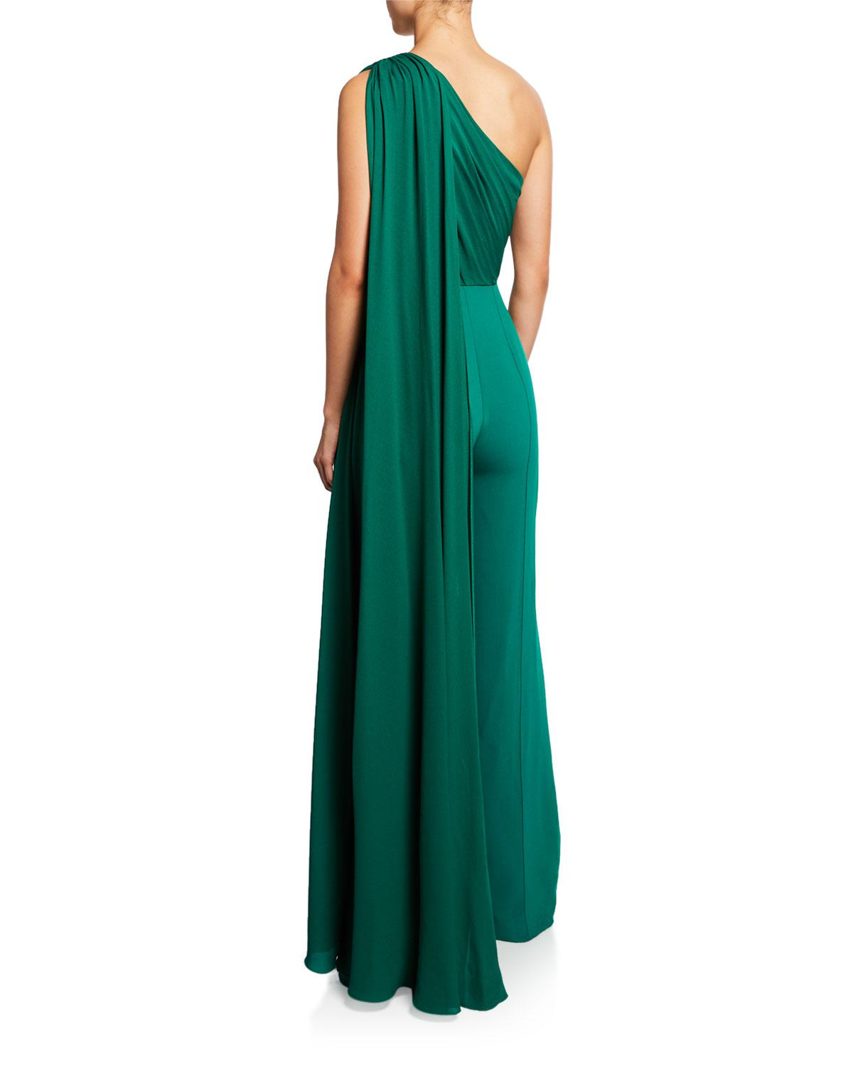 green one shoulder jumpsuit