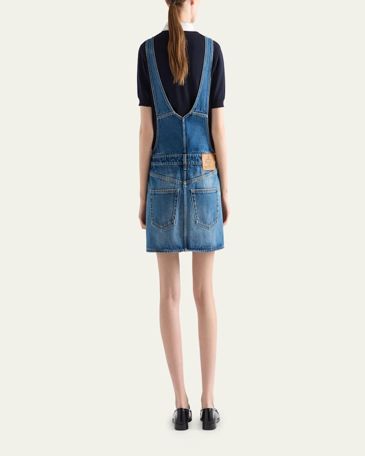 ワンピース PRADA Denim Dungarees Dress White Denim overall mini-dress | PRADA