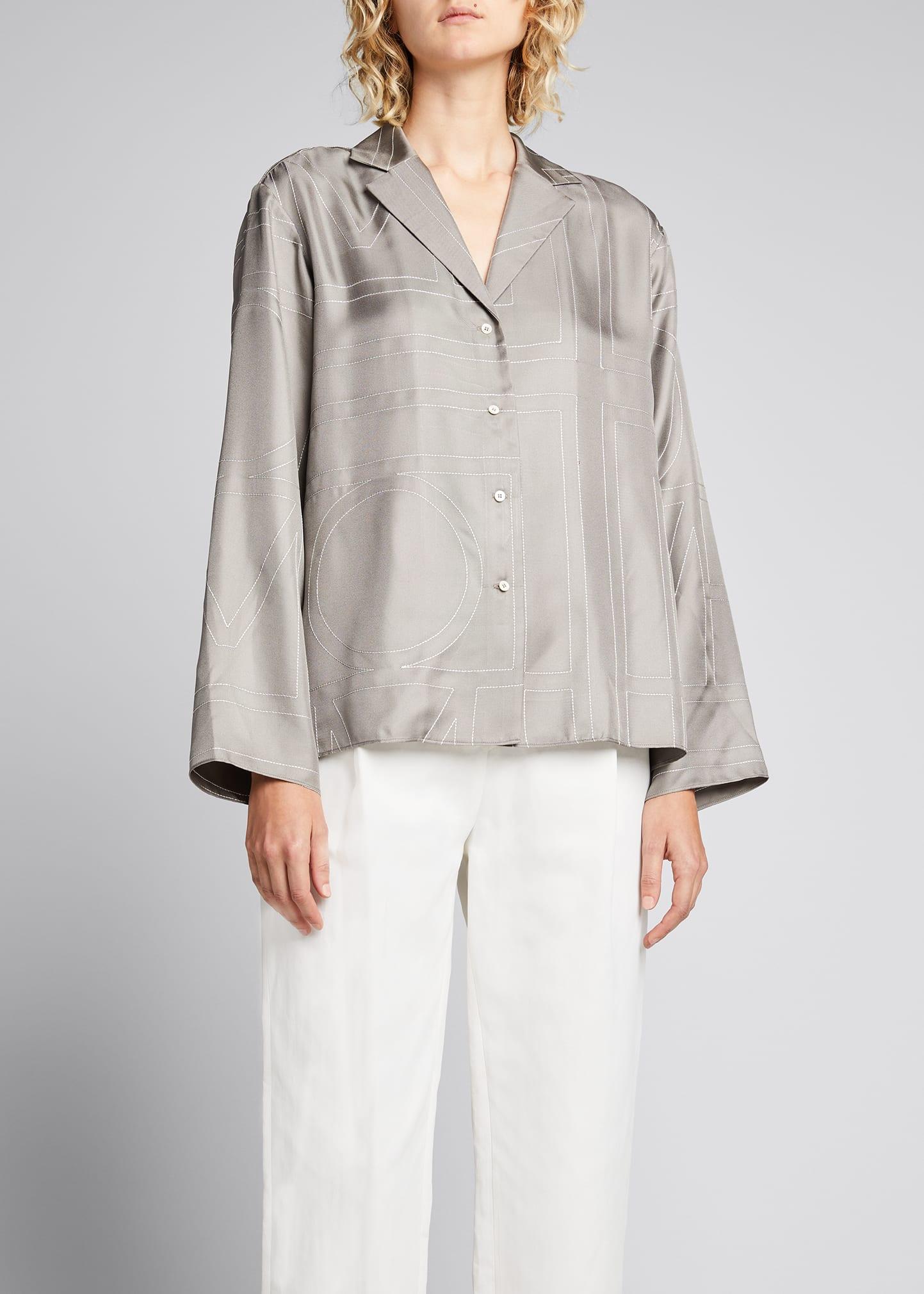 TOTEME Monogram Silk Pajama Top