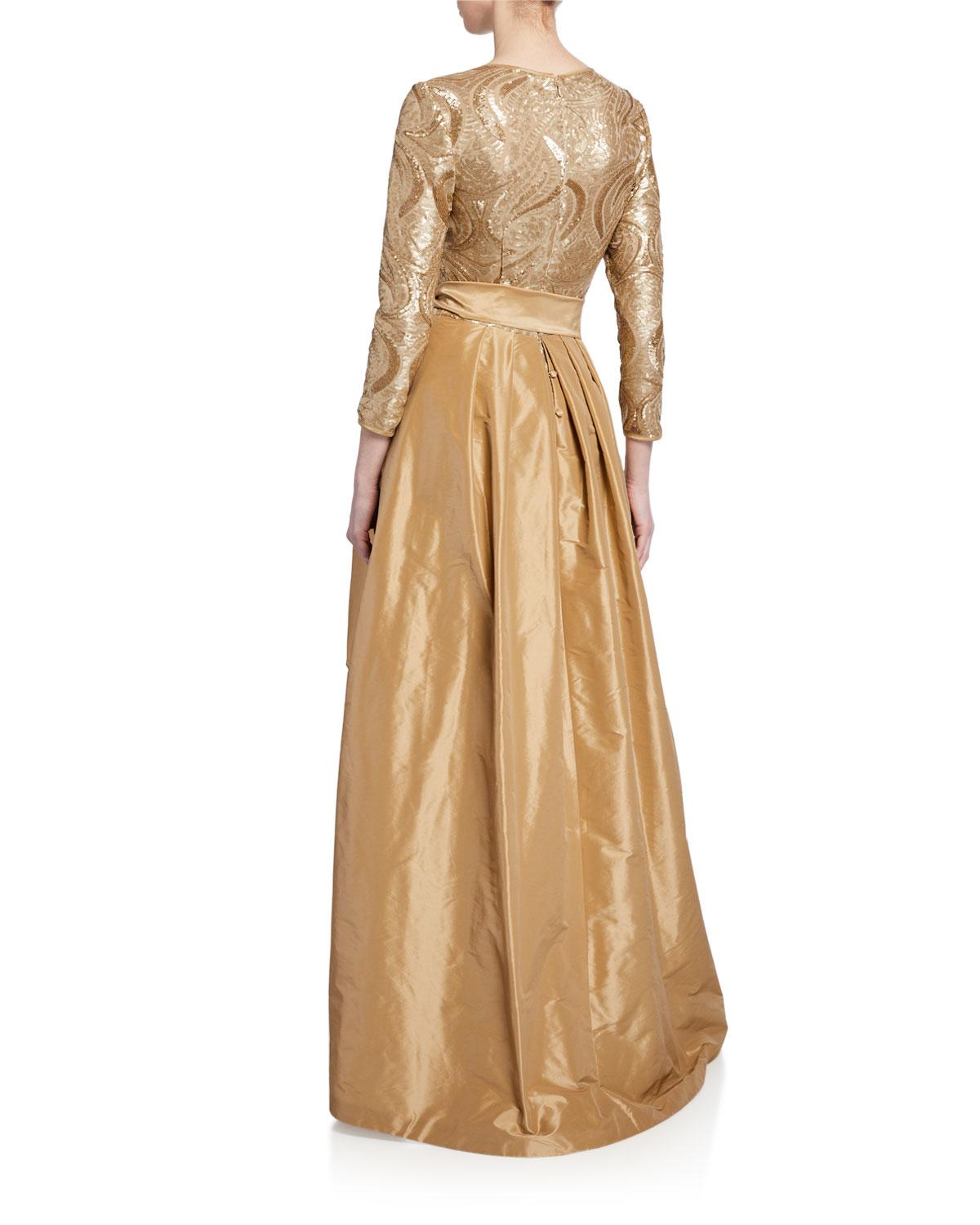 teri jon sequin overlay gown