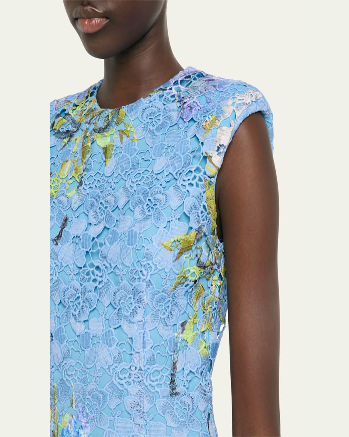 Monique lhuillier blue lace dress hot sale