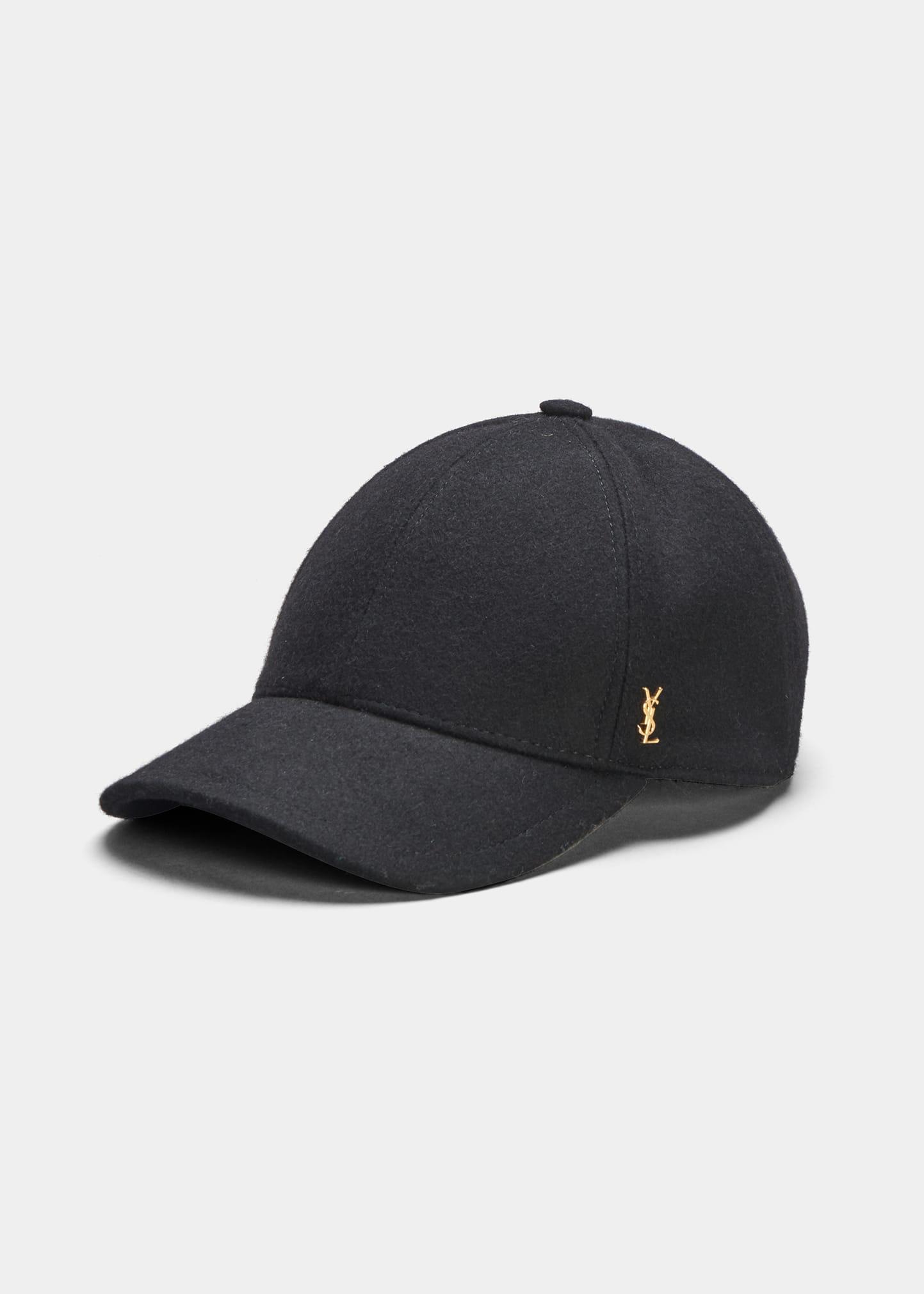 Saint Laurent Ysl Wool Felt Baseball Cap in Black Lyst