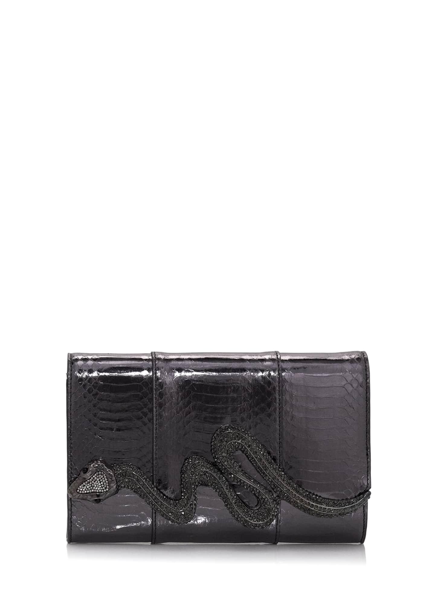 grey snakeskin clutch bag