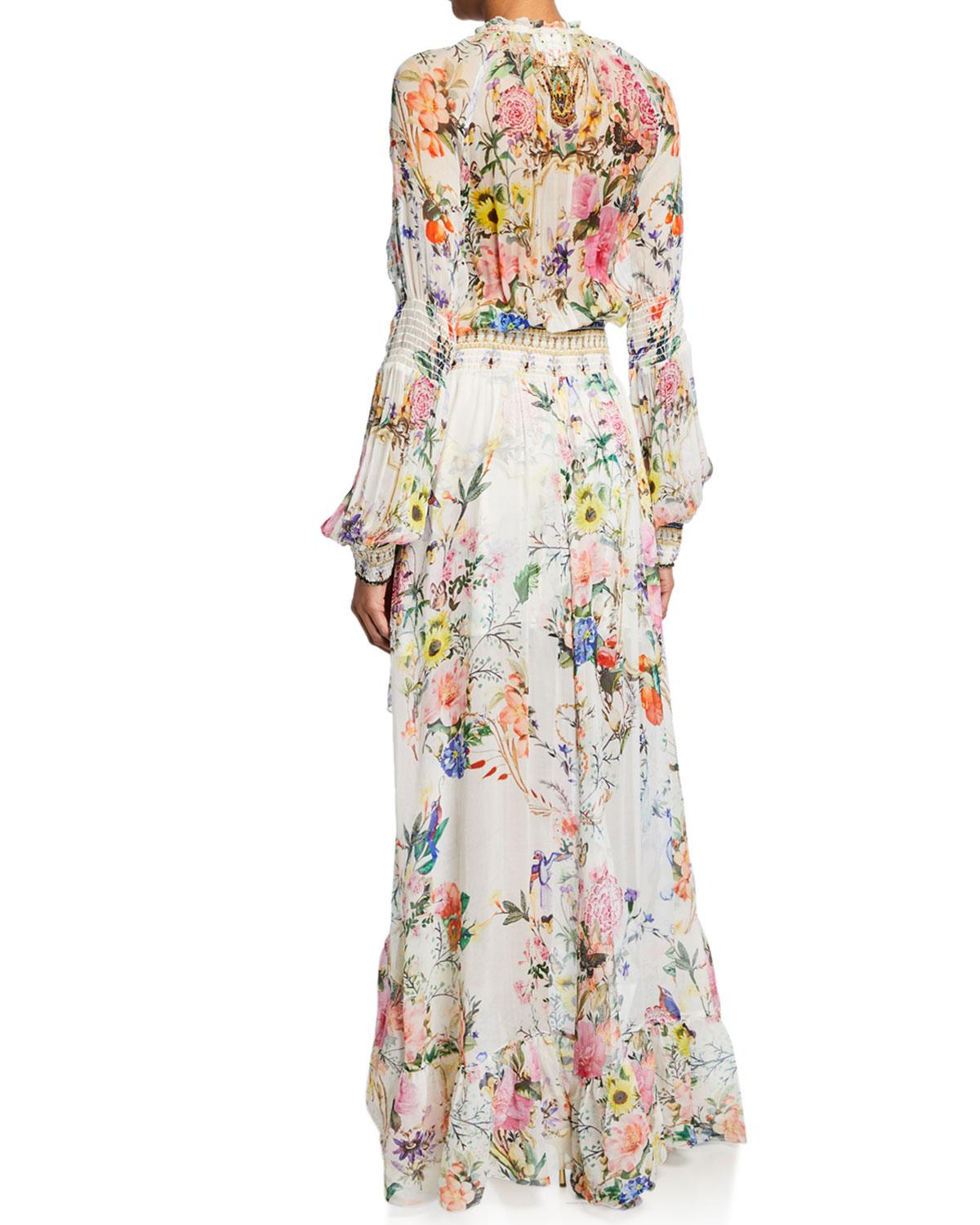 blouson sleeve wrap dress