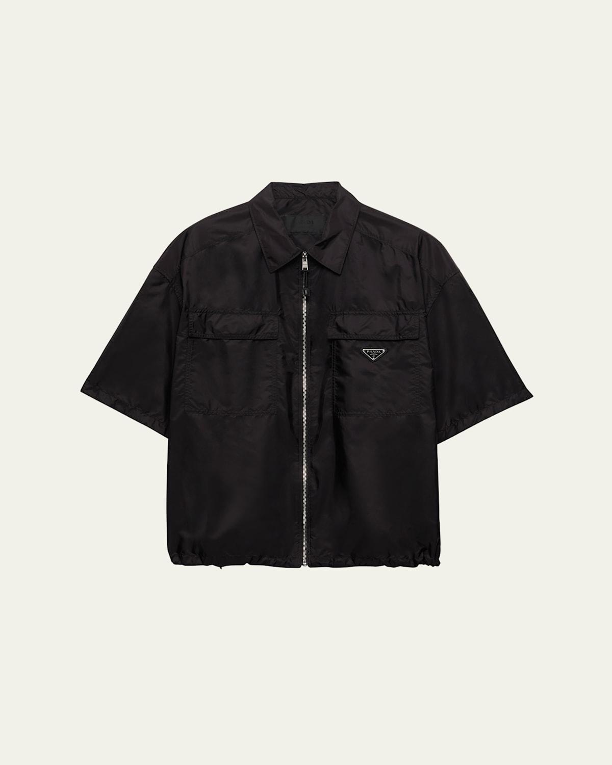 Prada Re-Nylon Zip-Up Shirt in Black for Men | Lyst