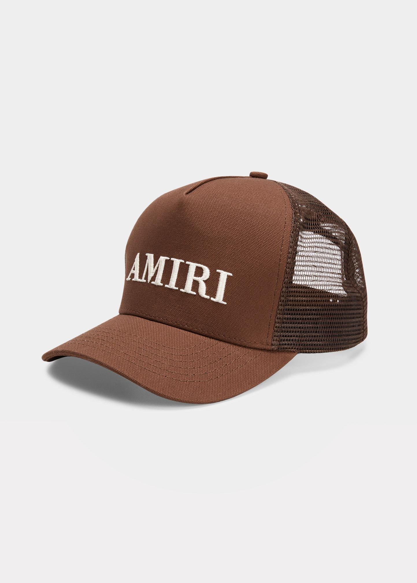 Amiri Logo Mesh-back Trucker Baseball Hat in Brown for Men | Lyst