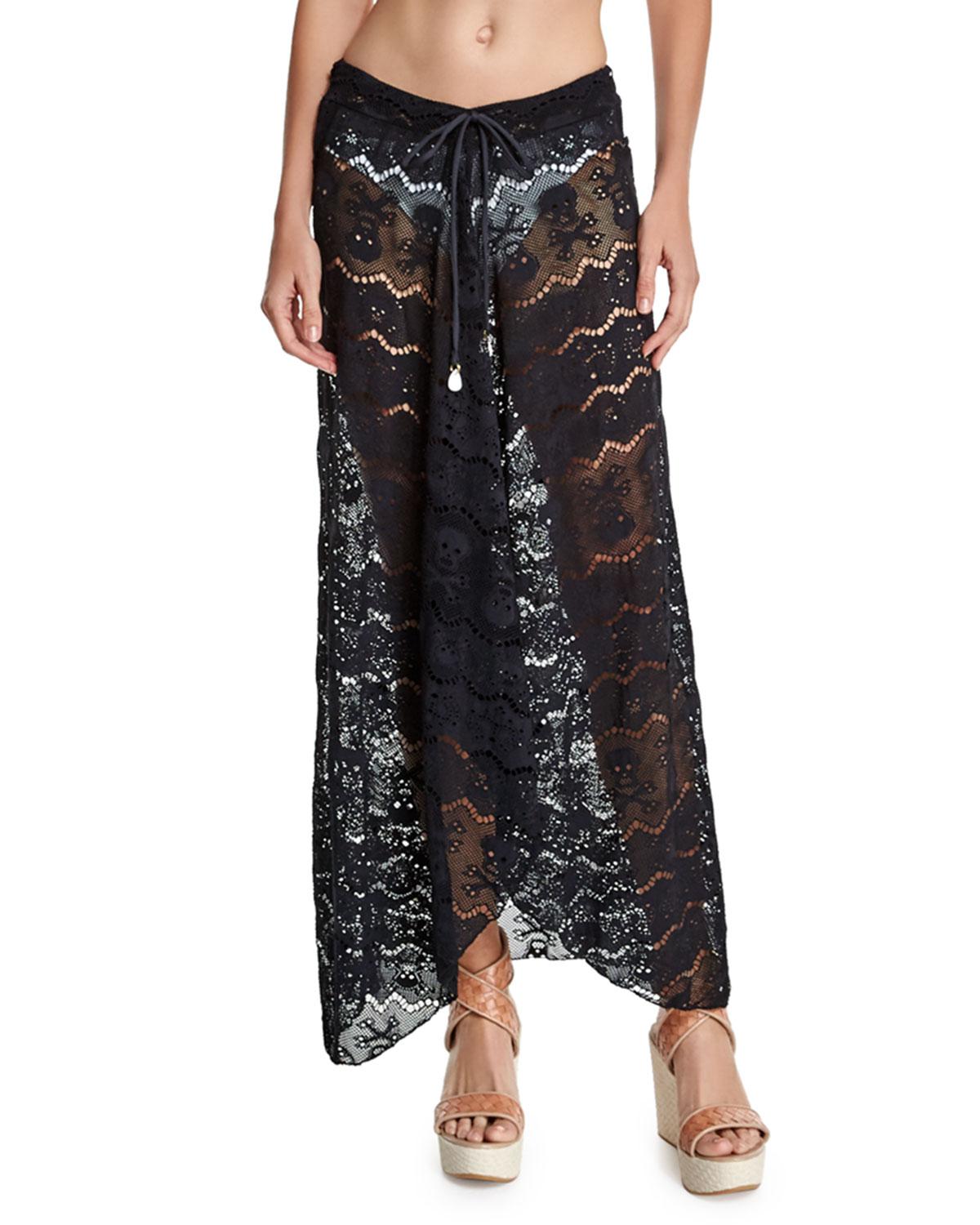 Letarte Embroidered Lace Coverup Skirt in Black Lyst