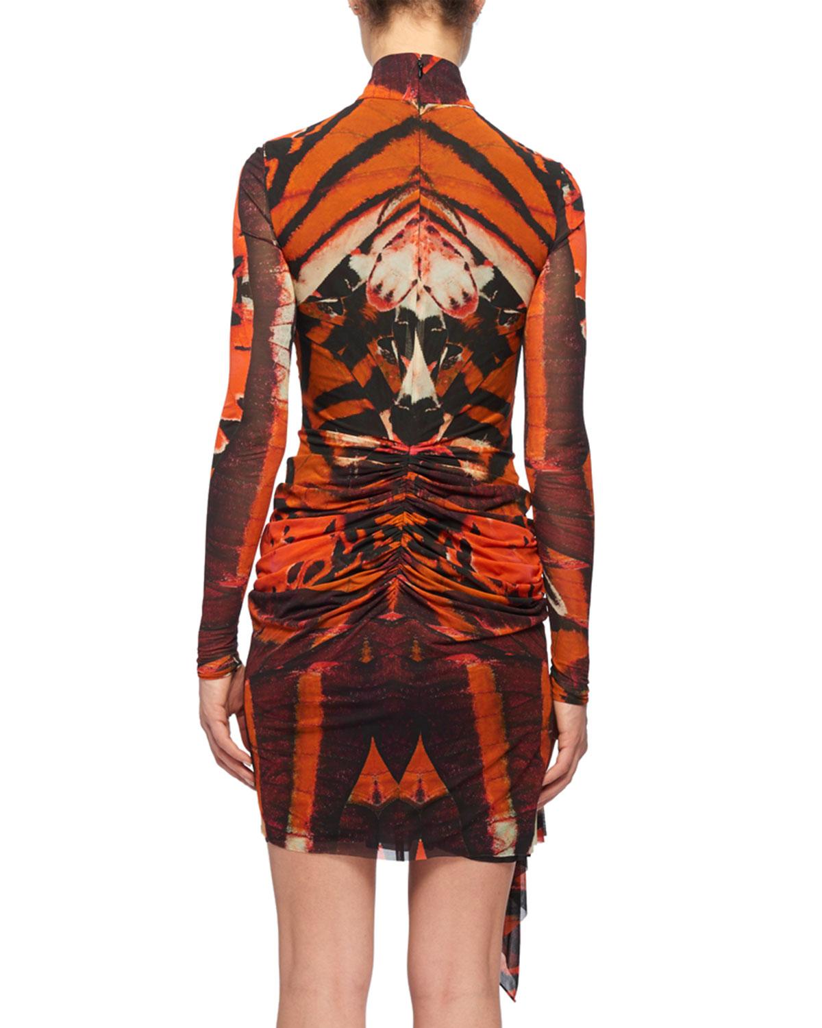 ALEXANDER MCQUEEN Printed Draped Dress | Yellow floral 