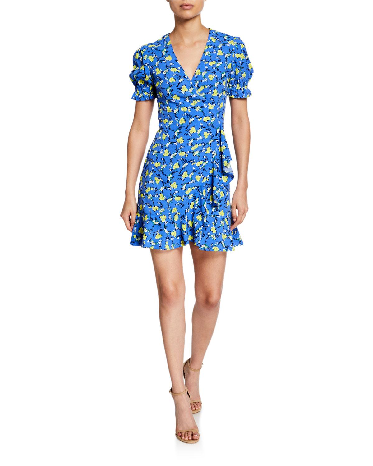 Diane von Furstenberg Emilia Ruffled Crepe Mini Wrap Dress