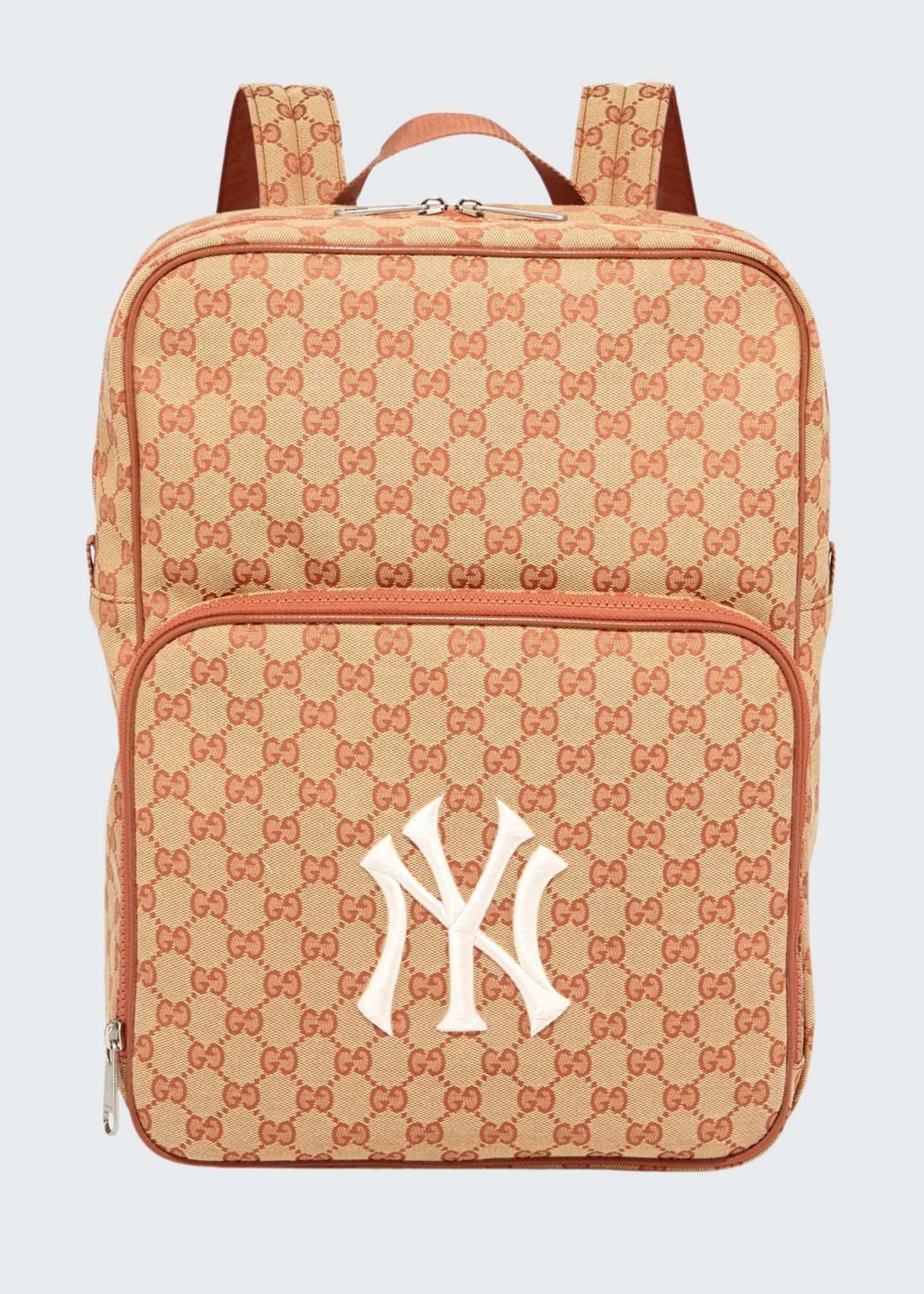 GUCCI Medium NY Yankees GG Canvas Backpack Bag Beige 536724