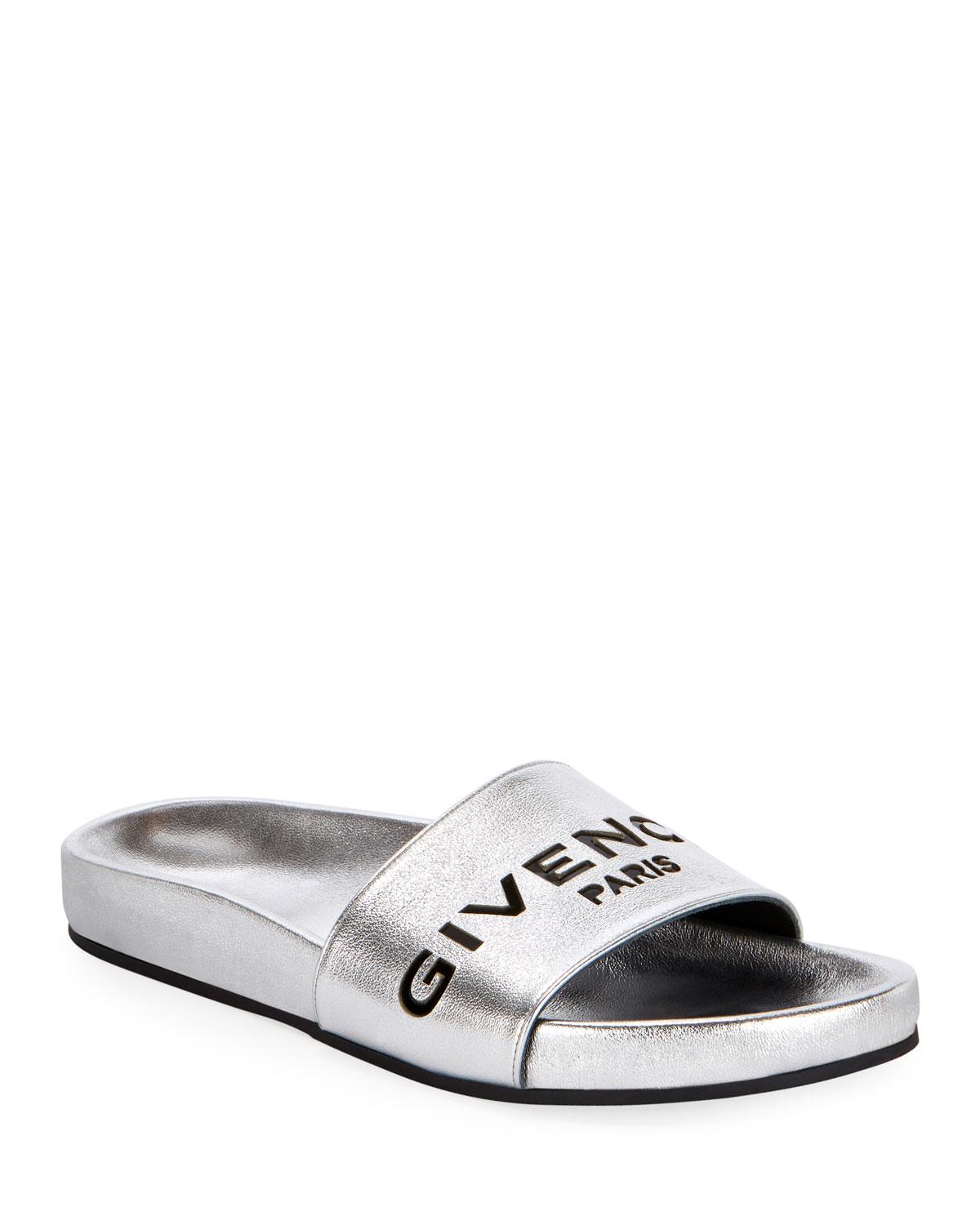 silver metallic slides