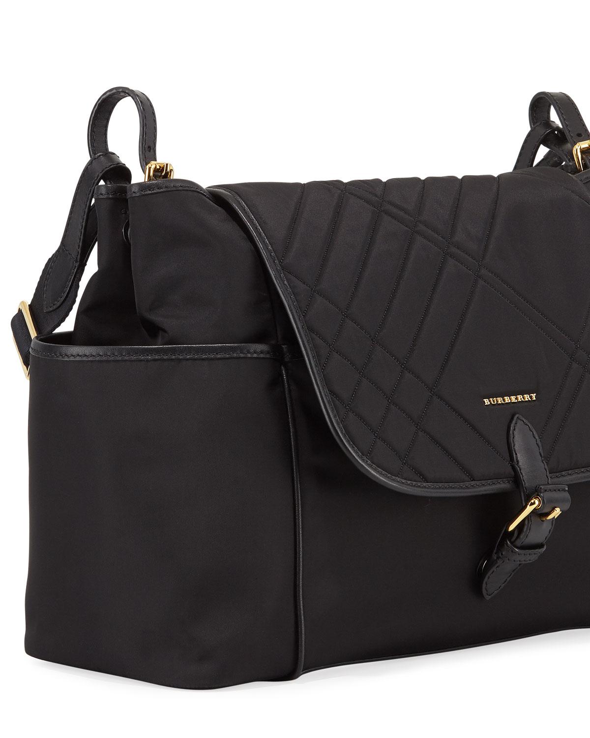 Burberry Synthetic Flap-top Quilted Diaper Bag in Black - Lyst