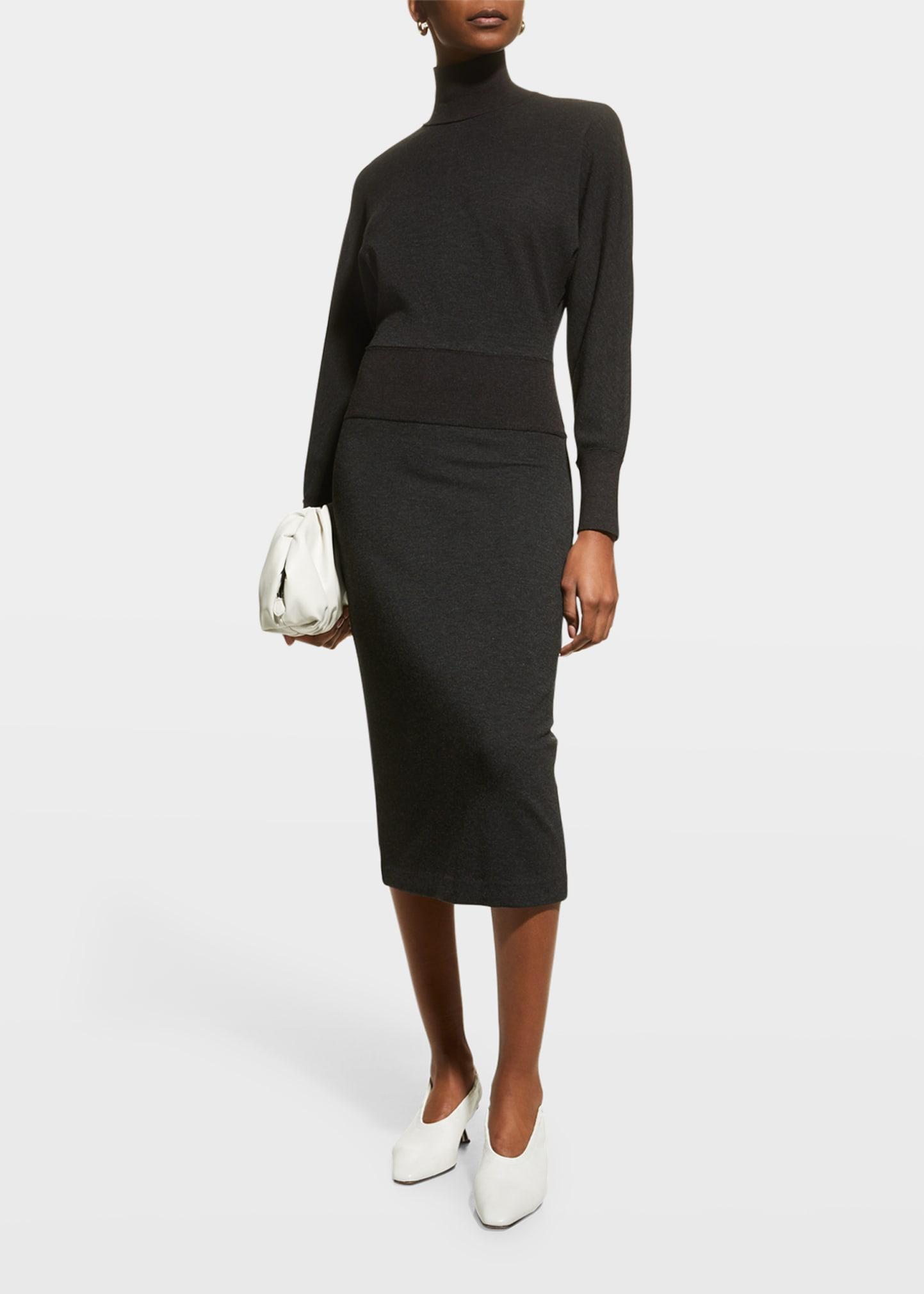 Theory Double Knit Turtleneck Dress in Black Lyst