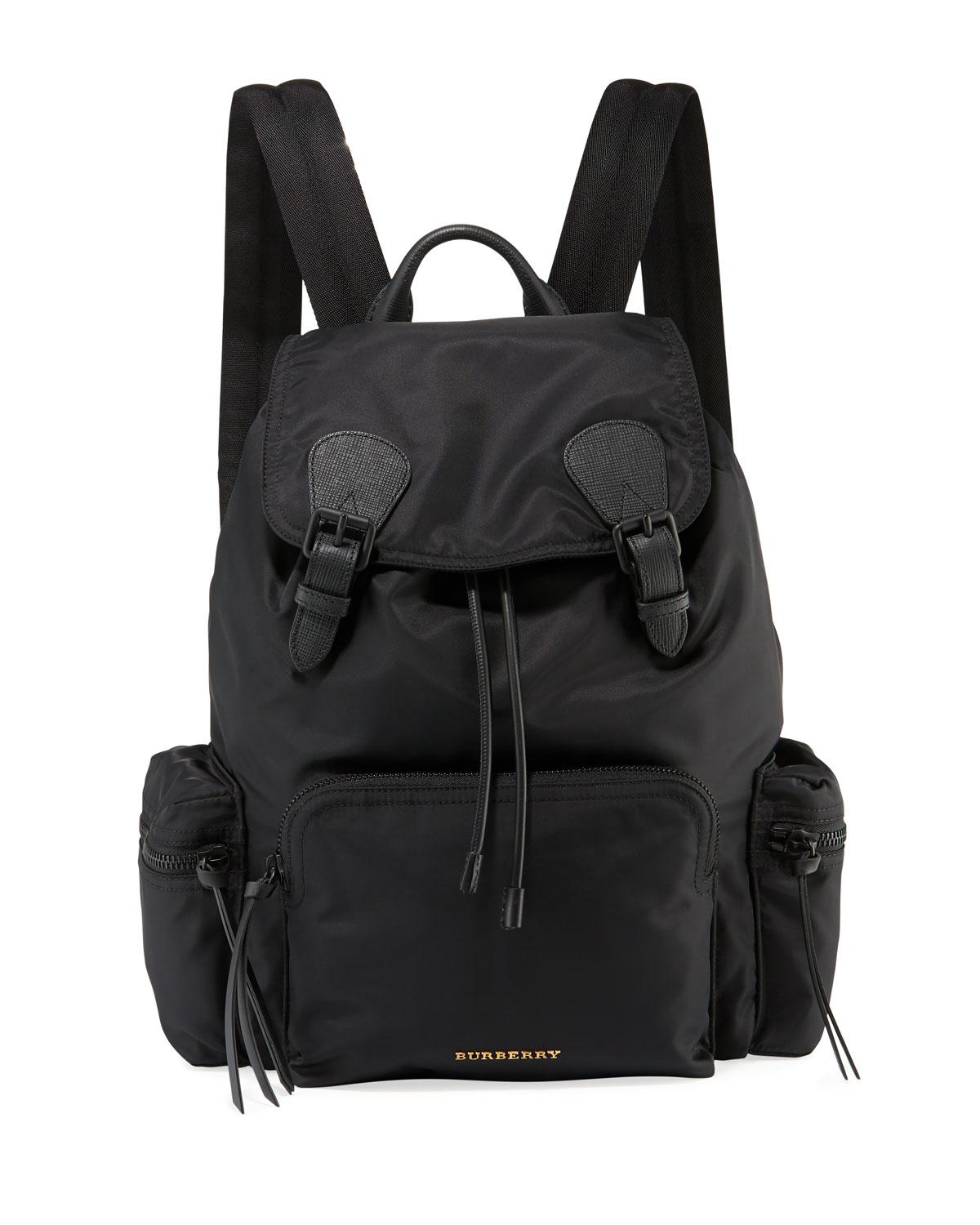 Rucksack Leather-trim Nylon Backpack 