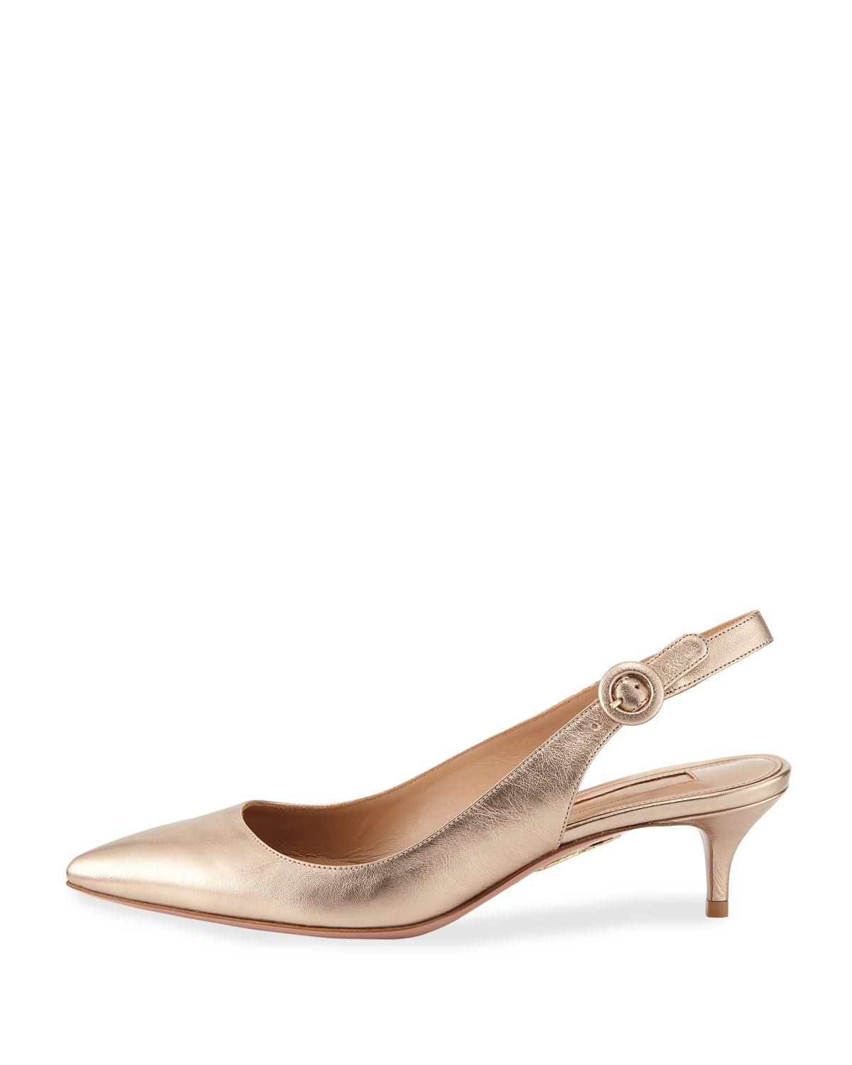 Aquazzura Leather Pure Slingback Metallic Pumps - Lyst