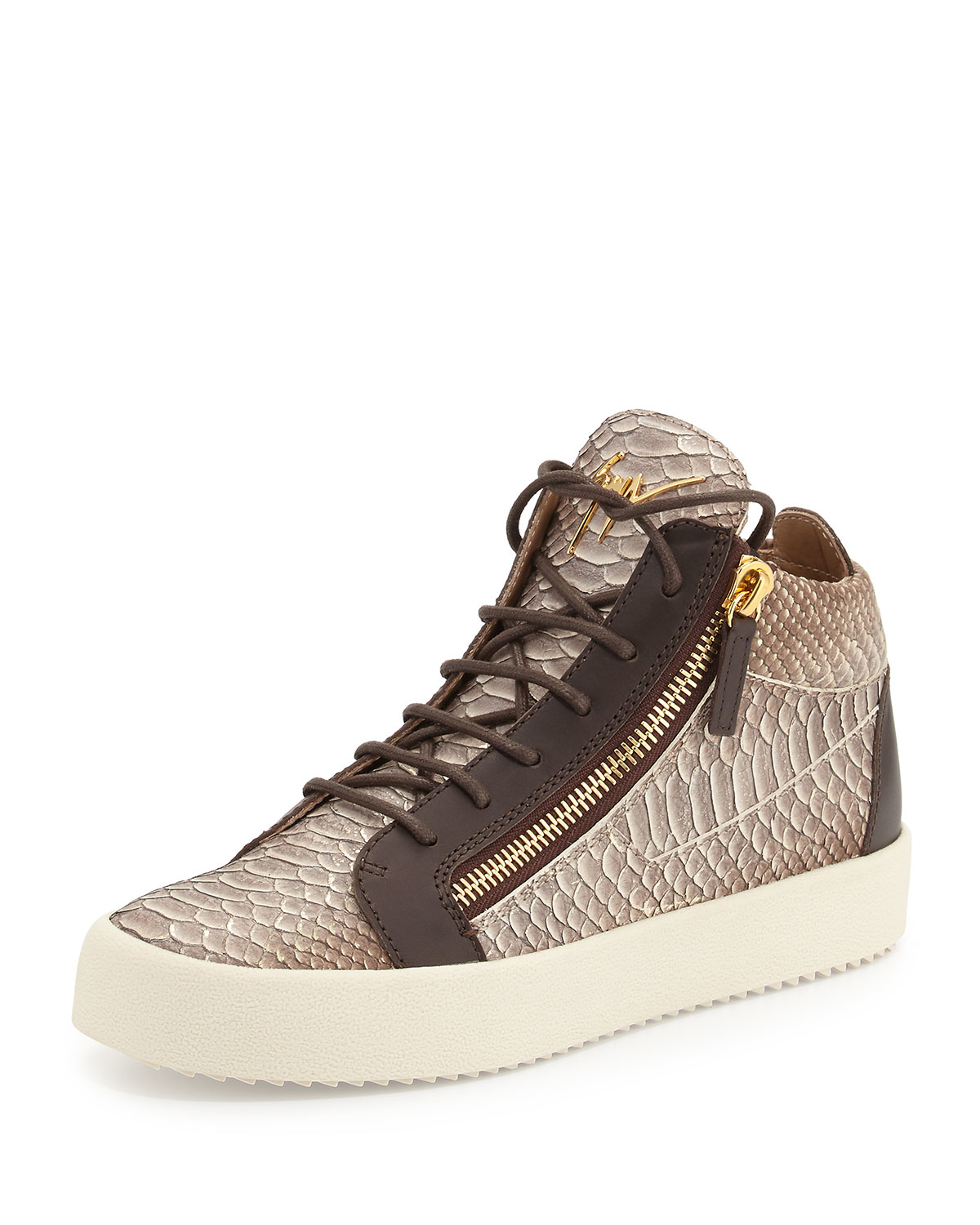 Giuseppe zanotti Men�s Snakeembossed Leather Midtop