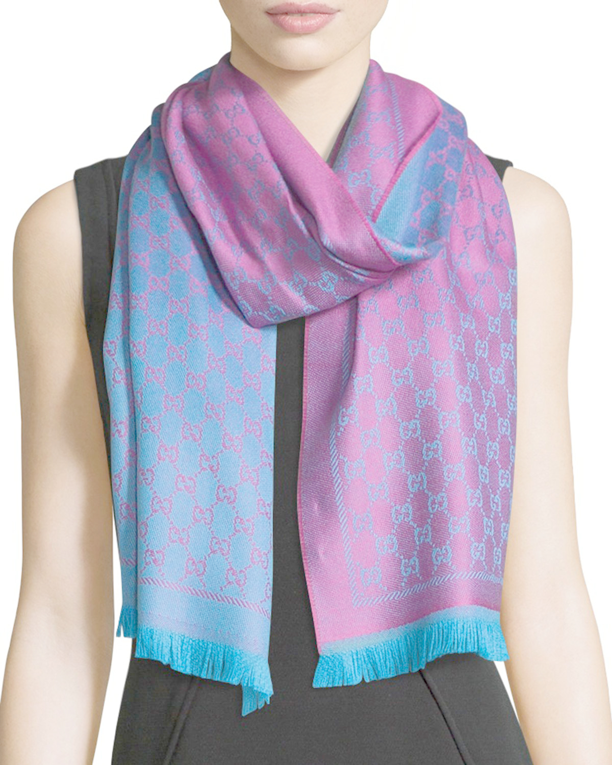 Gucci Reversible Wool Stencil Scarf in Purple Lyst